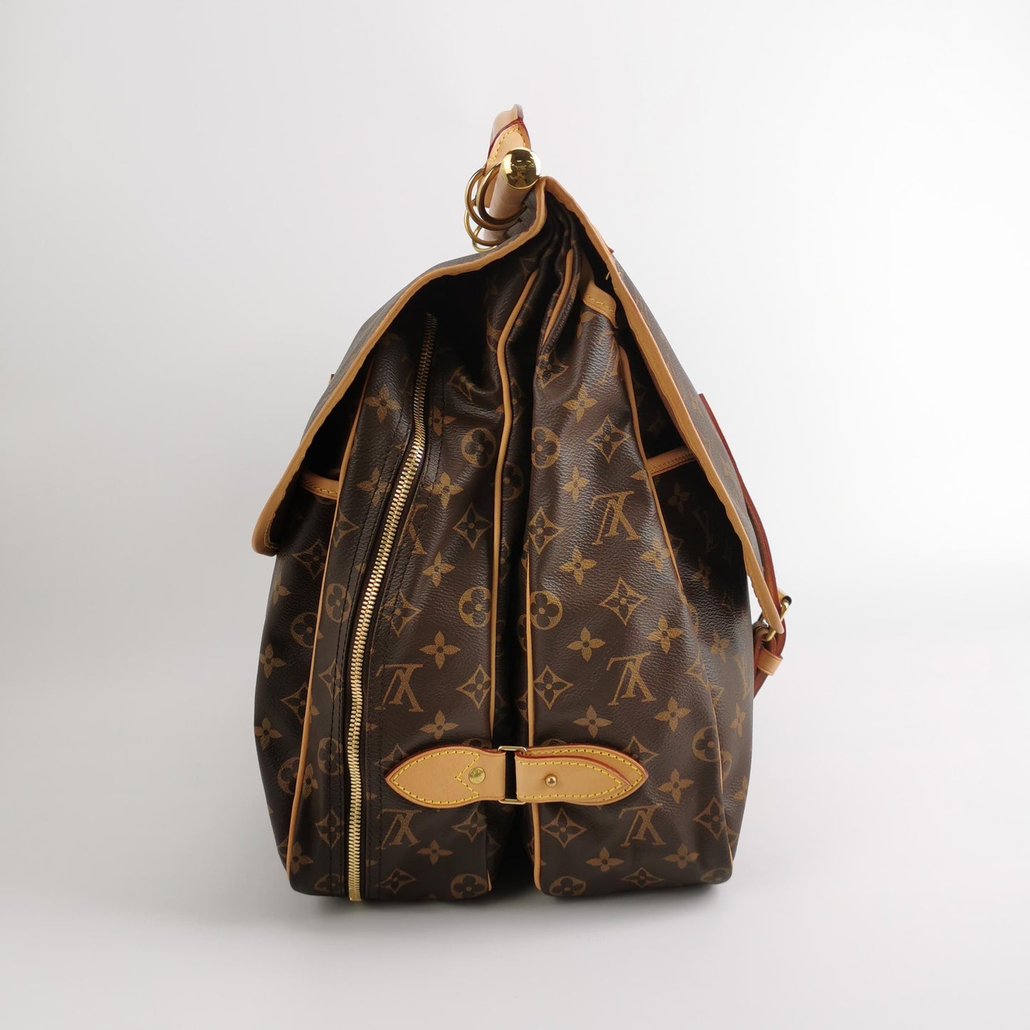 Louis Vuitton - Hunting Bag M41140 - Monogram canvas with cowhide leather trim - Brown - (Large)