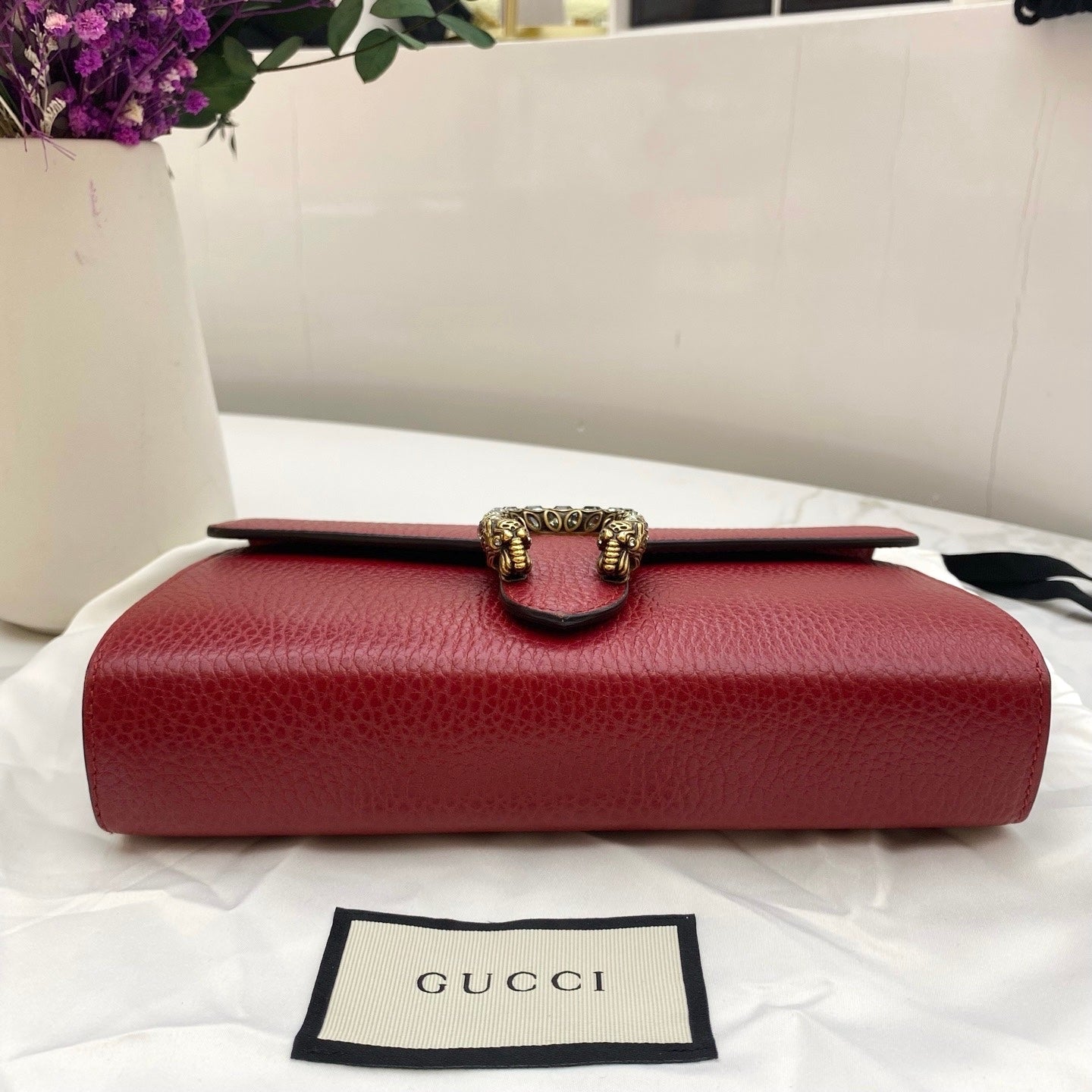 Gucci - Dionysus Wallet on Chain - Grained leather - Red - (mini)