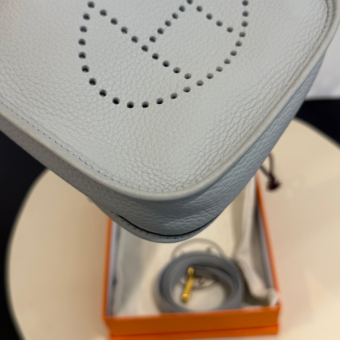 Hermès - Evelyne 16 (TPM) - Clemence leather with canvas strap - Glacier Blue with Gold-Tone Hardware - (mini)