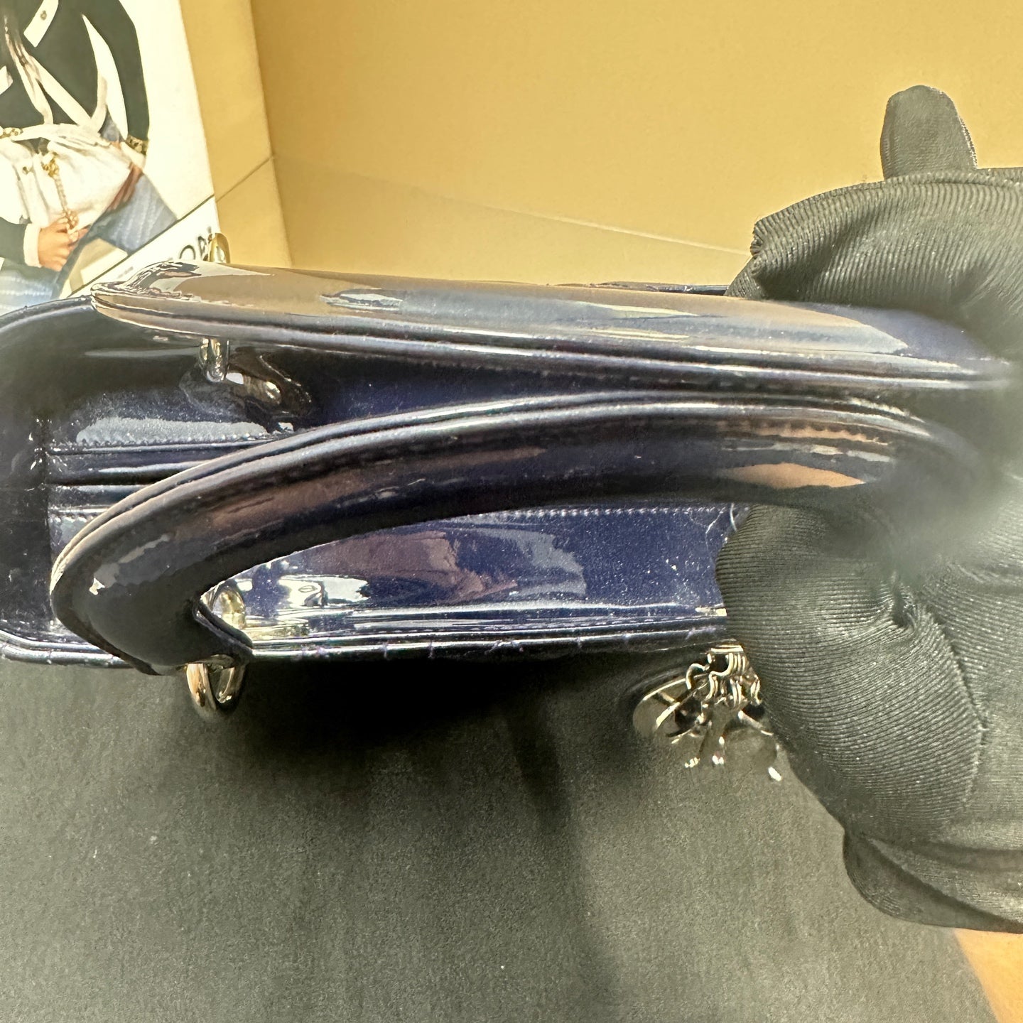 Dior - Lady Dior - Patent leather - Navy - (medium)
