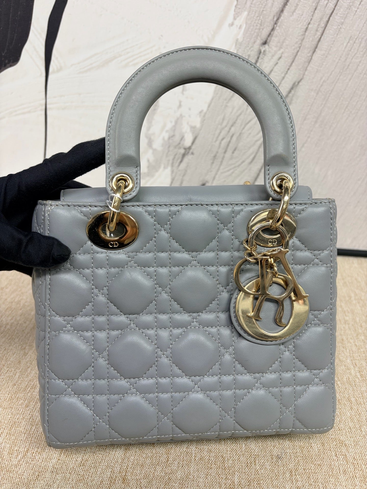 Dior - Lady Dior Mini - Lambskin leather - Grey - (Small)