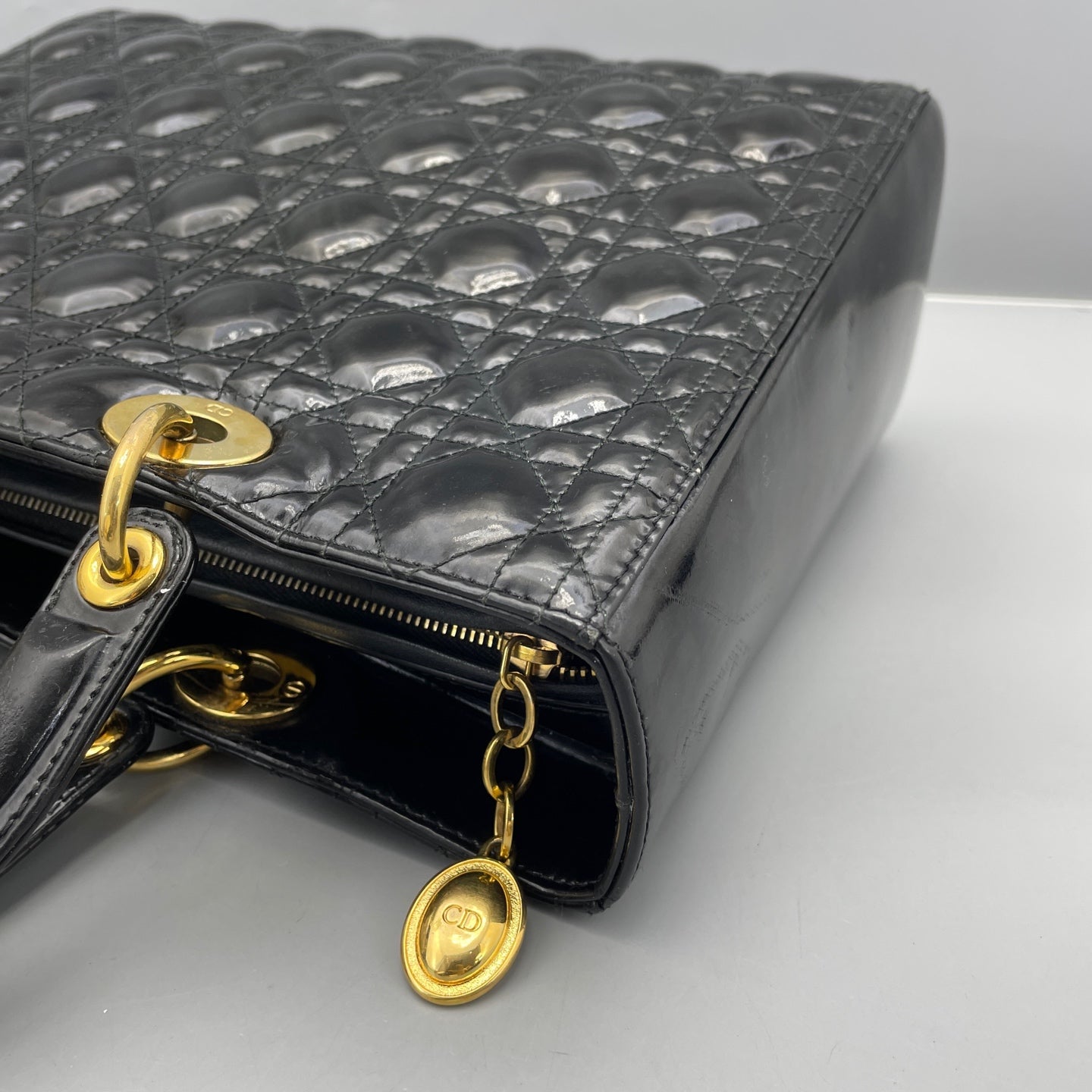 Dior - Lady Dior Large - Patent leather - Black - (Large)