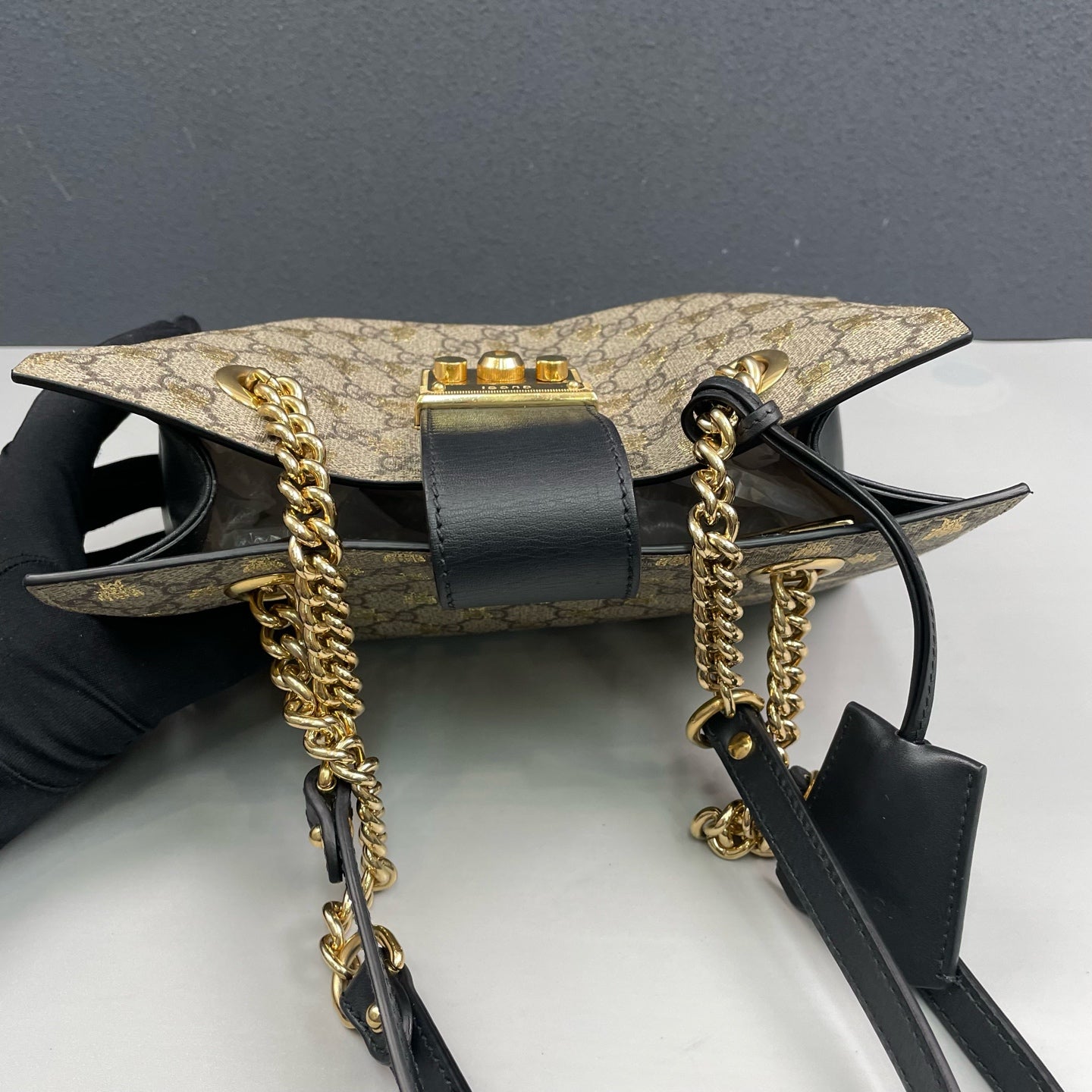 Gucci - Padlock Gilded Bee Tote Bag - GG Supreme coated canvas with leather trim - Multicolour - (small)