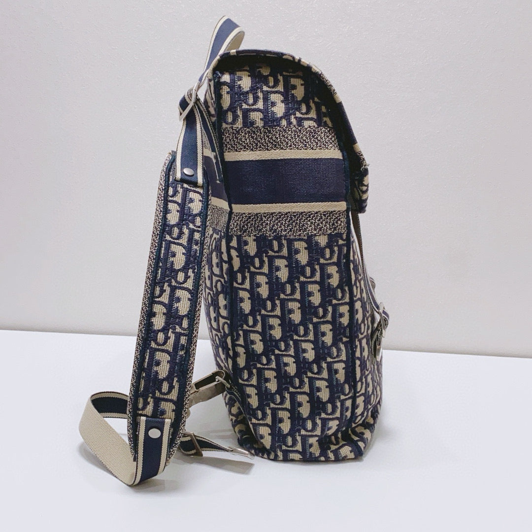 Dior - Oblique Flap Backpack - Cloth - Blue - (Medium)