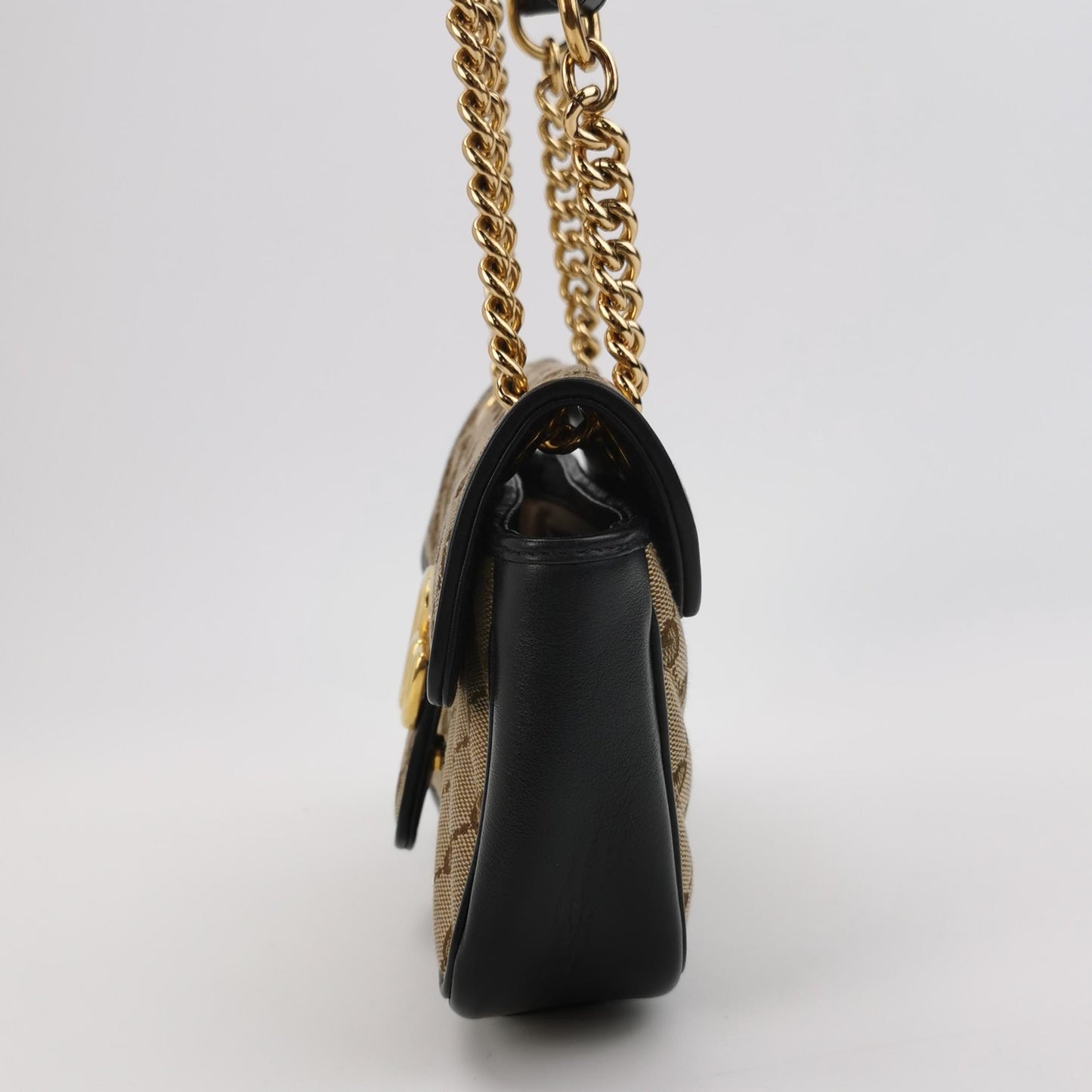 Gucci - Marmont GG Supreme Canvas Chain Shoulder Bag - GG Supreme canvas and leather - Beige, Black, Gold - (small)