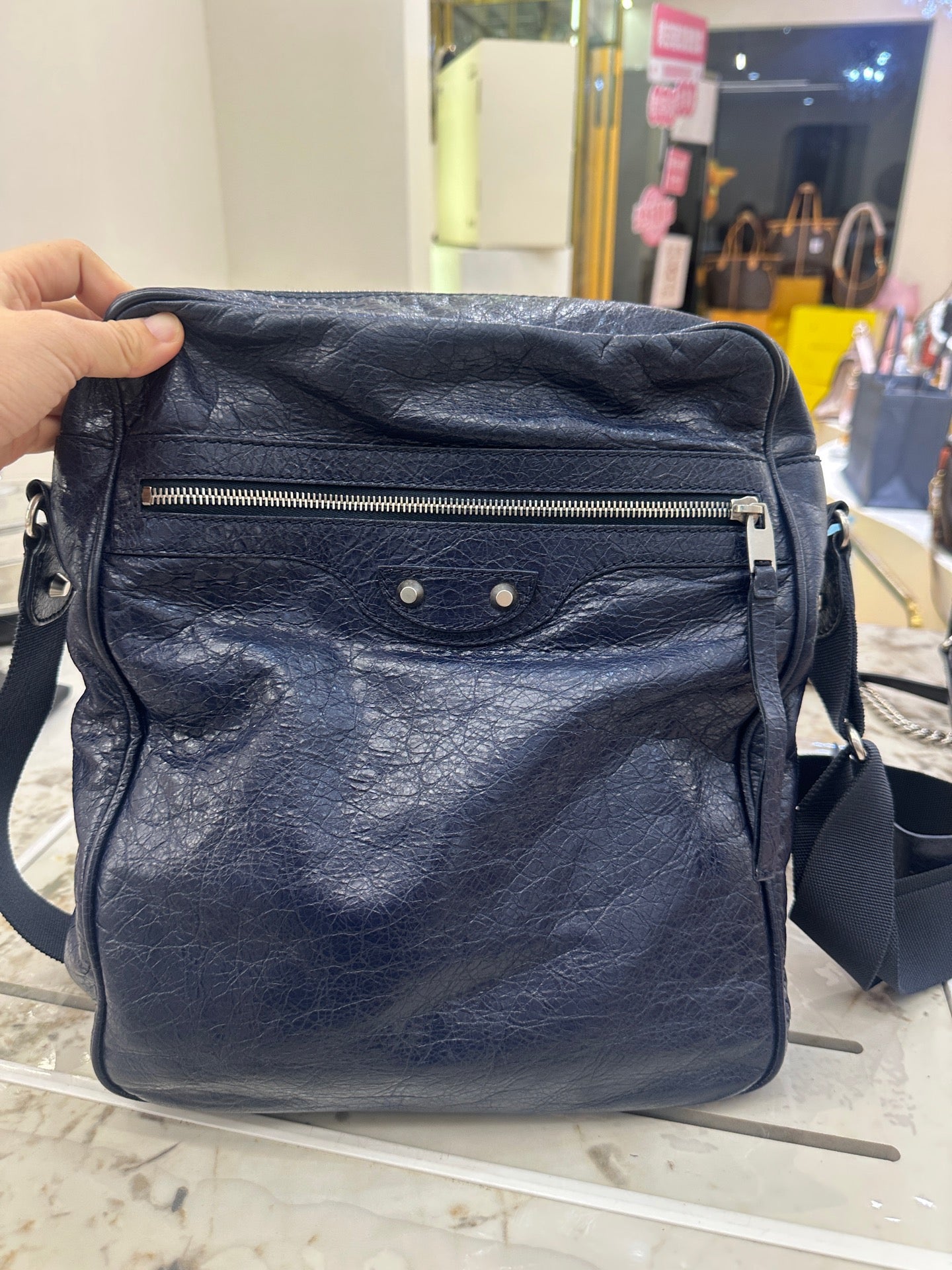Balenciaga - Reporter Messenger Bag - Leather - Navy - (large)
