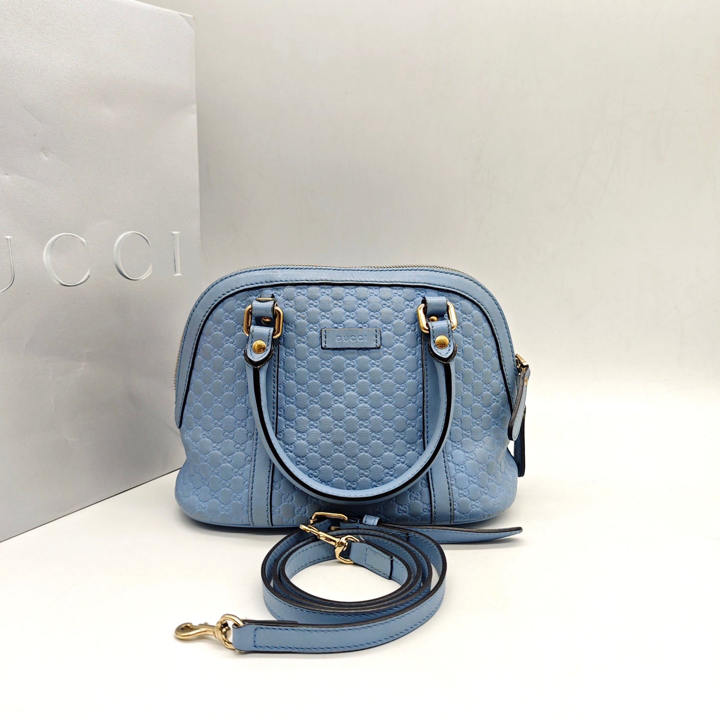 Gucci - Microguccissima Mini Dome Bag - Microguccissima embossed leather - Light Blue - (mini)