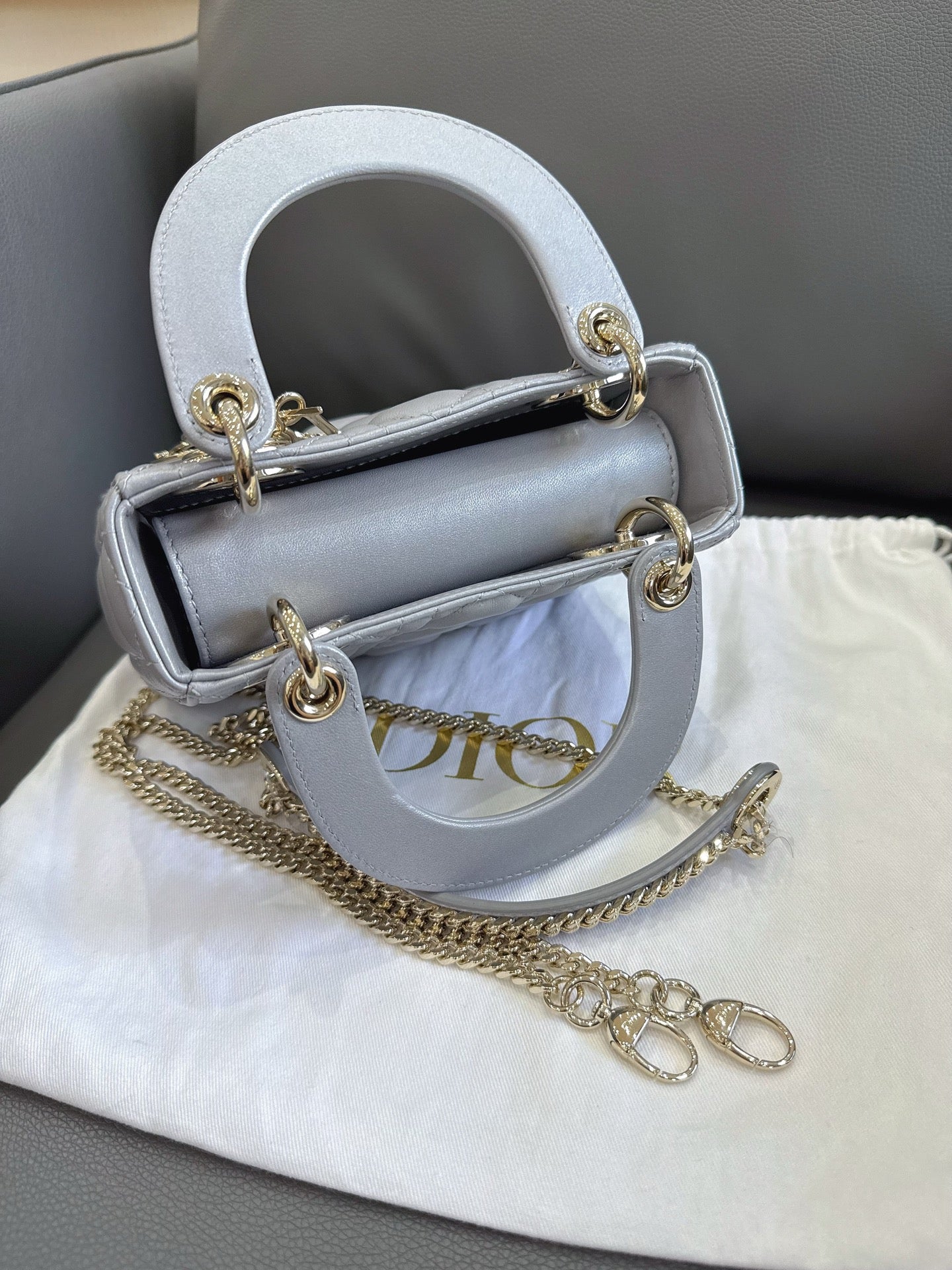 Dior - Lady Dior Mini - Lambskin leather - Grey - (mini)
