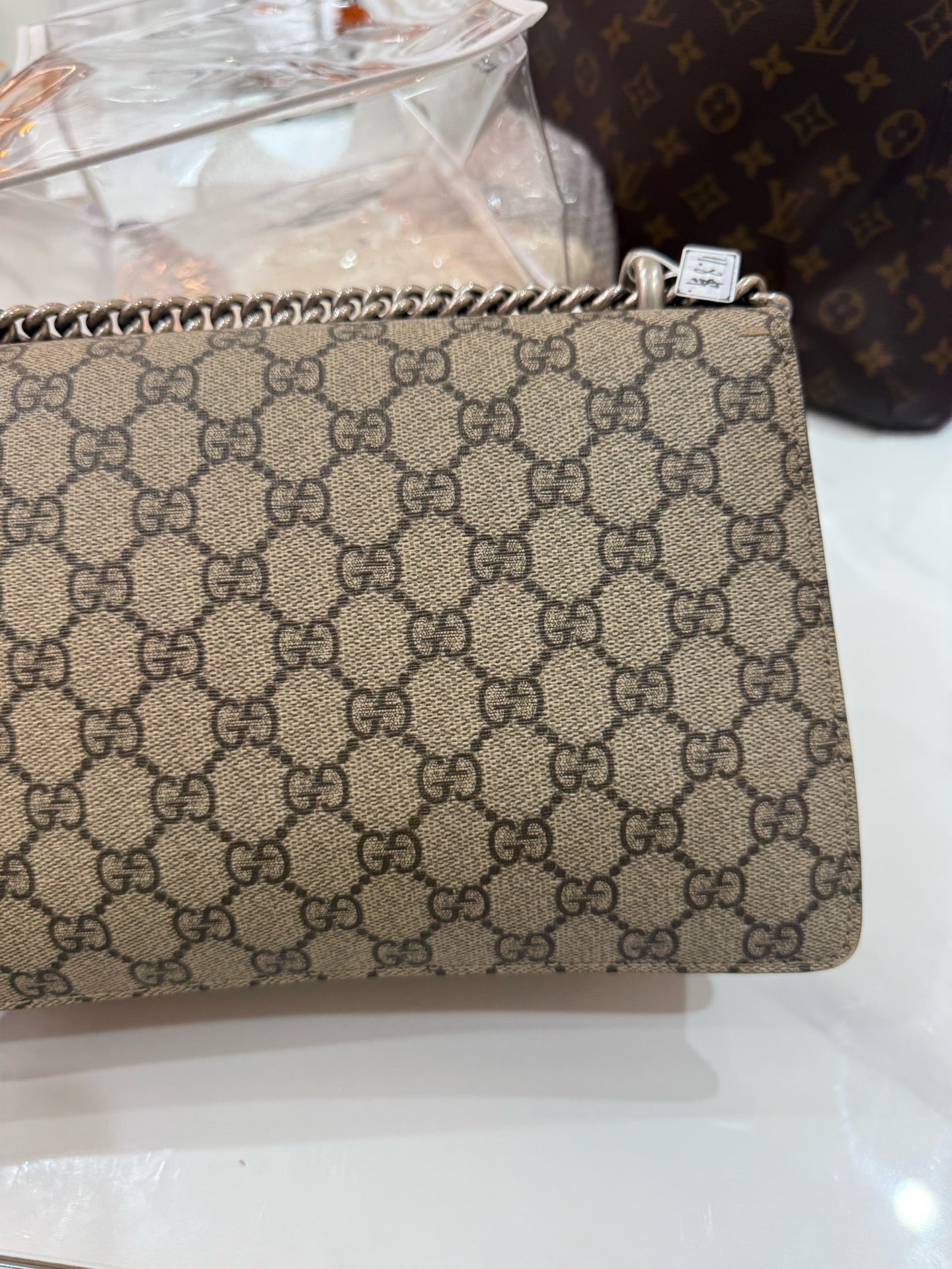Gucci - Dionysus Shoulder Bag - GG Supreme canvas with suede trim - Camel - (medium)