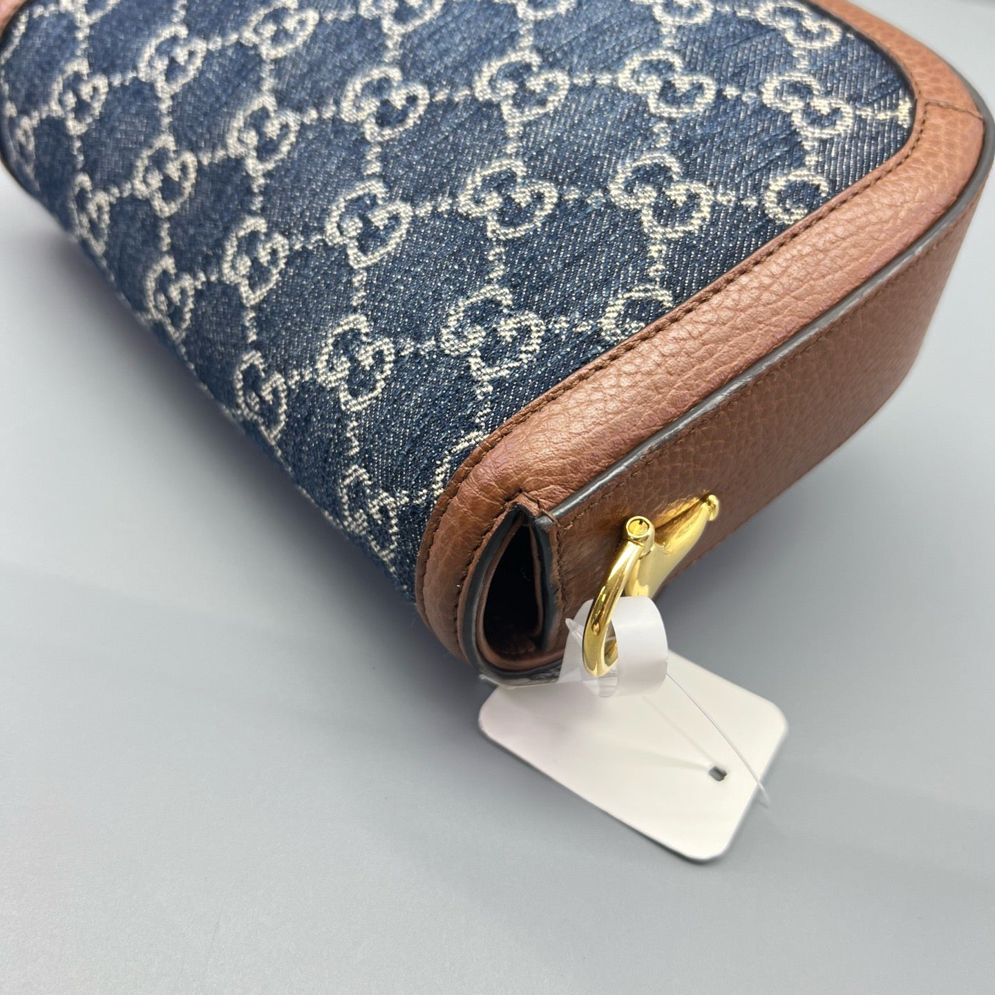 Gucci - 1955 Horsebit Denim Mini Shoulder Bag - Denim with leather trim - Blue - (mini)