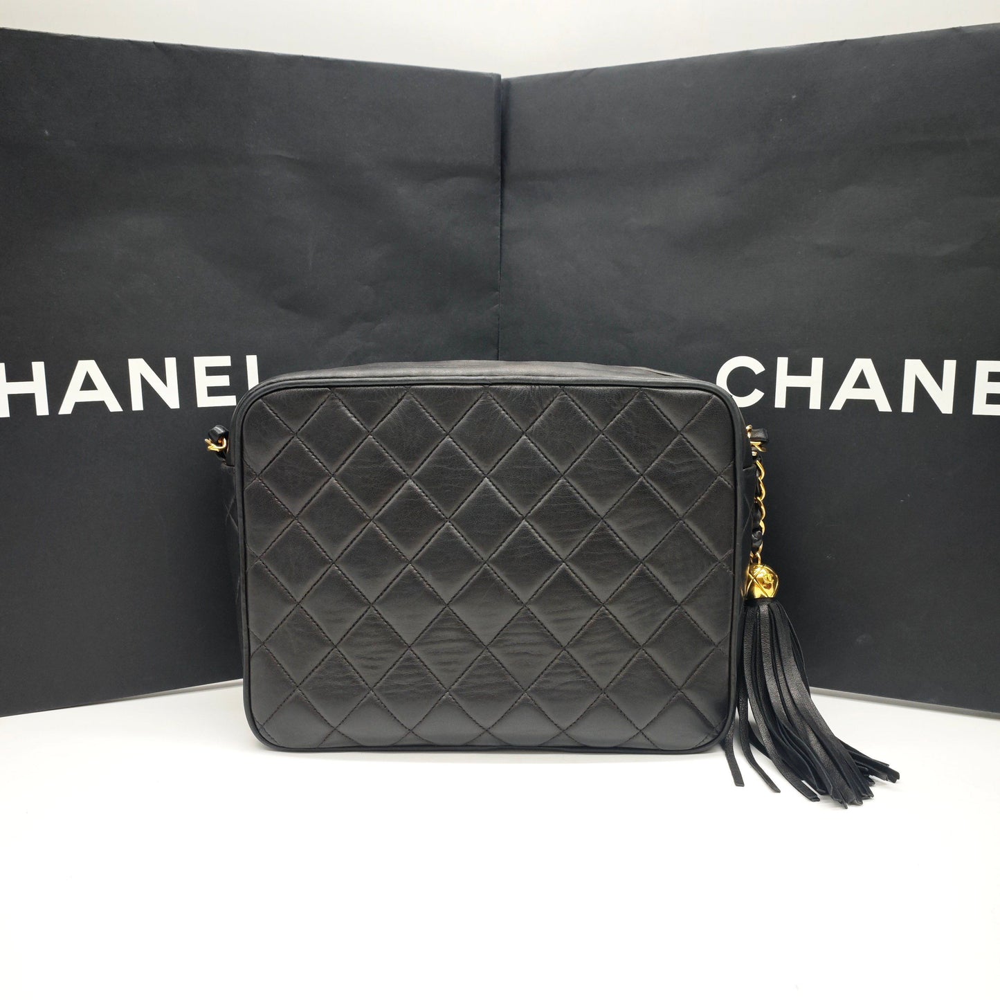 Chanel - Vintage Tassel Camera Bag - Lambskin leather - Black - (Small)