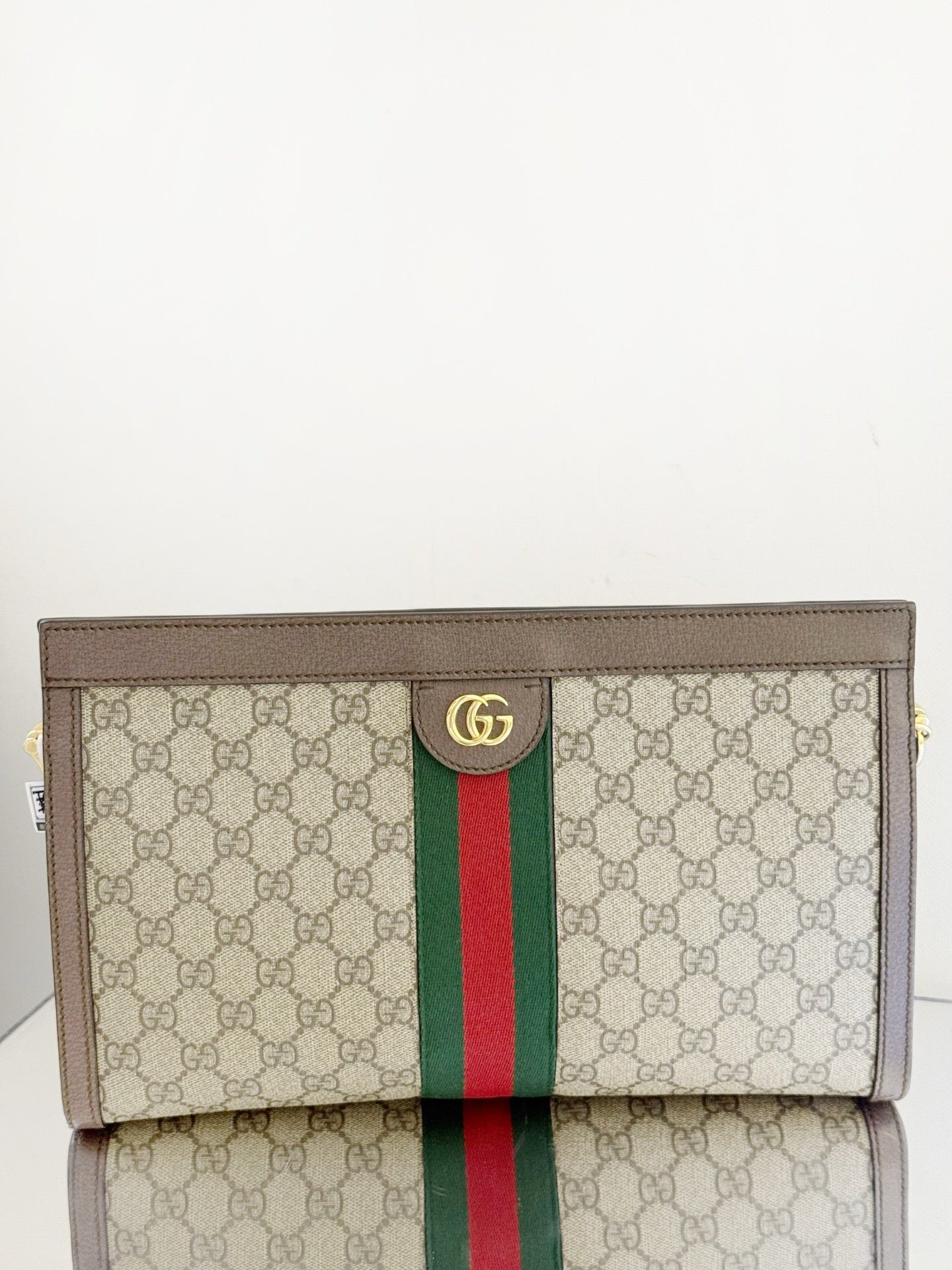 Gucci - Ophidia Large Clutch Bag - GG Supreme canvas with leather trim - Beige - (large)