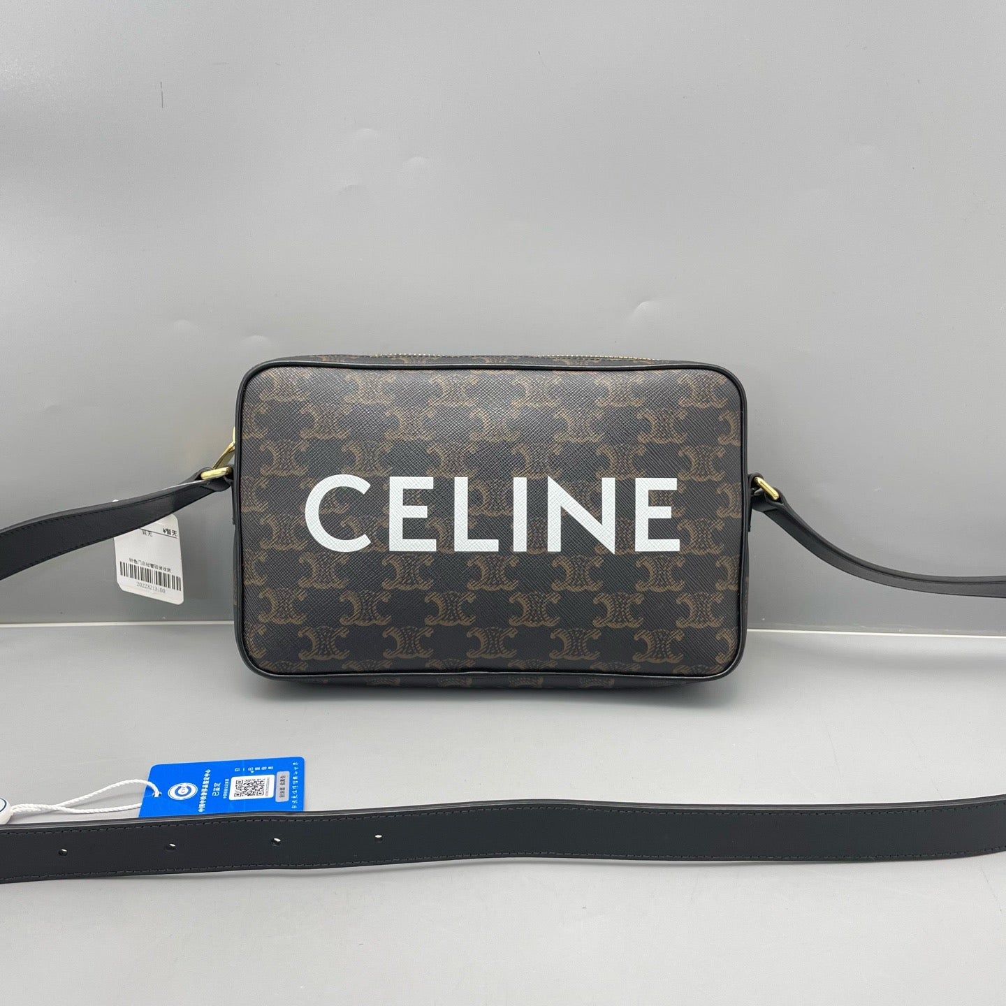 Celine - Triomphe Canvas Small Camera Bag - Triomphe coated canvas and calfskin leather - Brown - (Small)