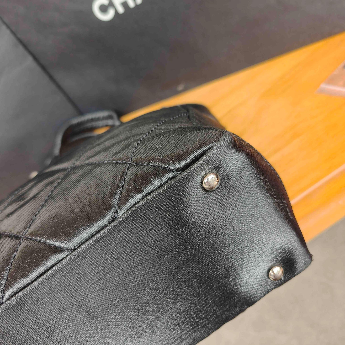 Chanel - Quilted Goatskin and Coated Canvas Tote Bag - Goatskin leather and coated canvas - Black with Silver-Tone Hardware - (Medium)