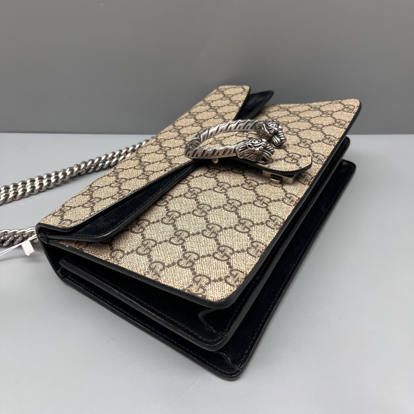 Gucci - Dionysus Shoulder Bag - GG Supreme coated canvas with black suede and leather trim - Beige and Black - (medium)