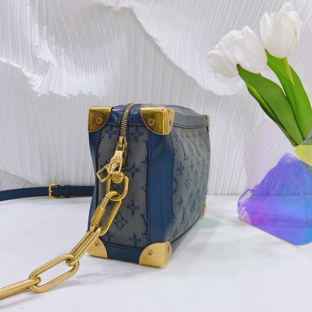 Louis Vuitton - Soft Trunk - Denim and Leather - Blue - (Small)