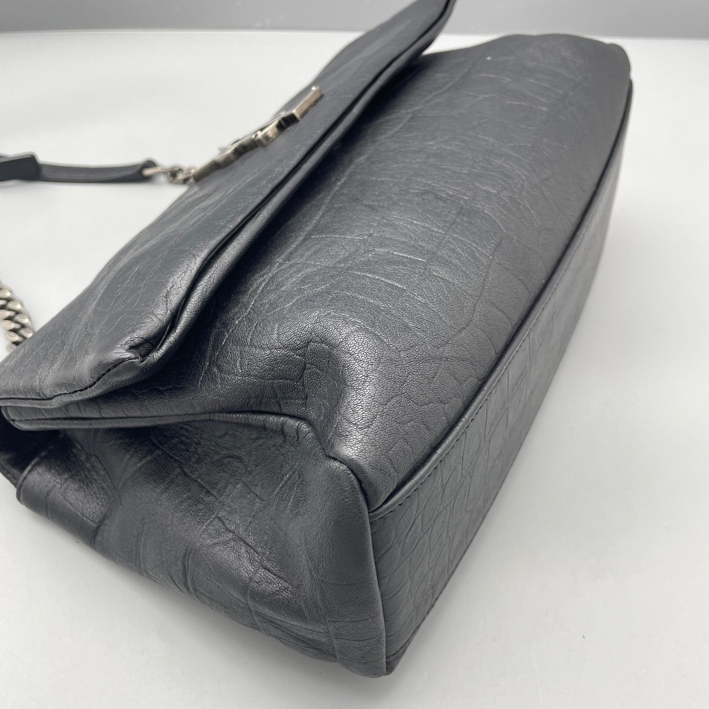 Saint Laurent - Hollywood Chain Flap Bag - Matte crocodile-embossed leather - Black - (medium)