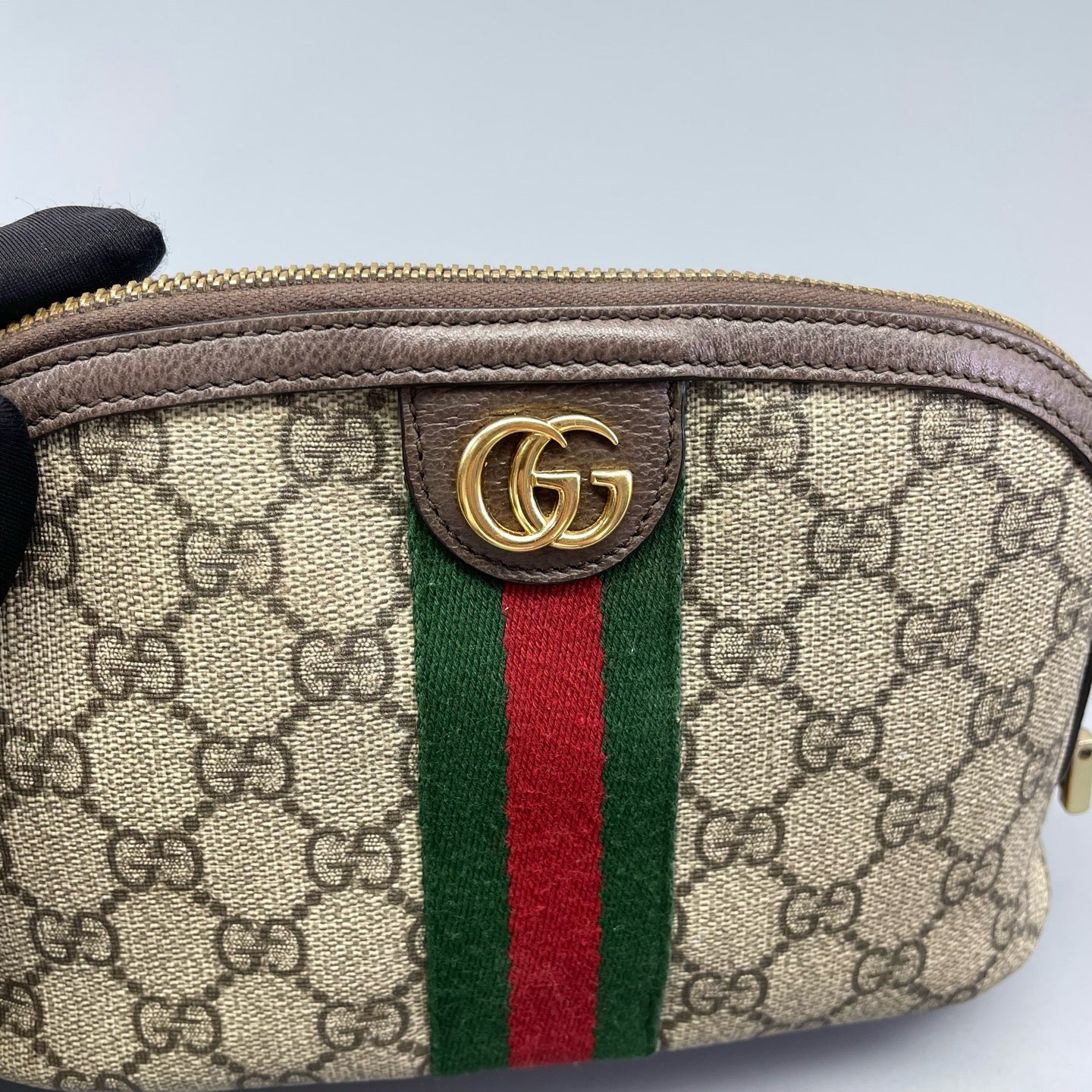 Gucci - Ophidia Cosmetic Pouch - GG Supreme canvas with leather trim - Brown - (small)