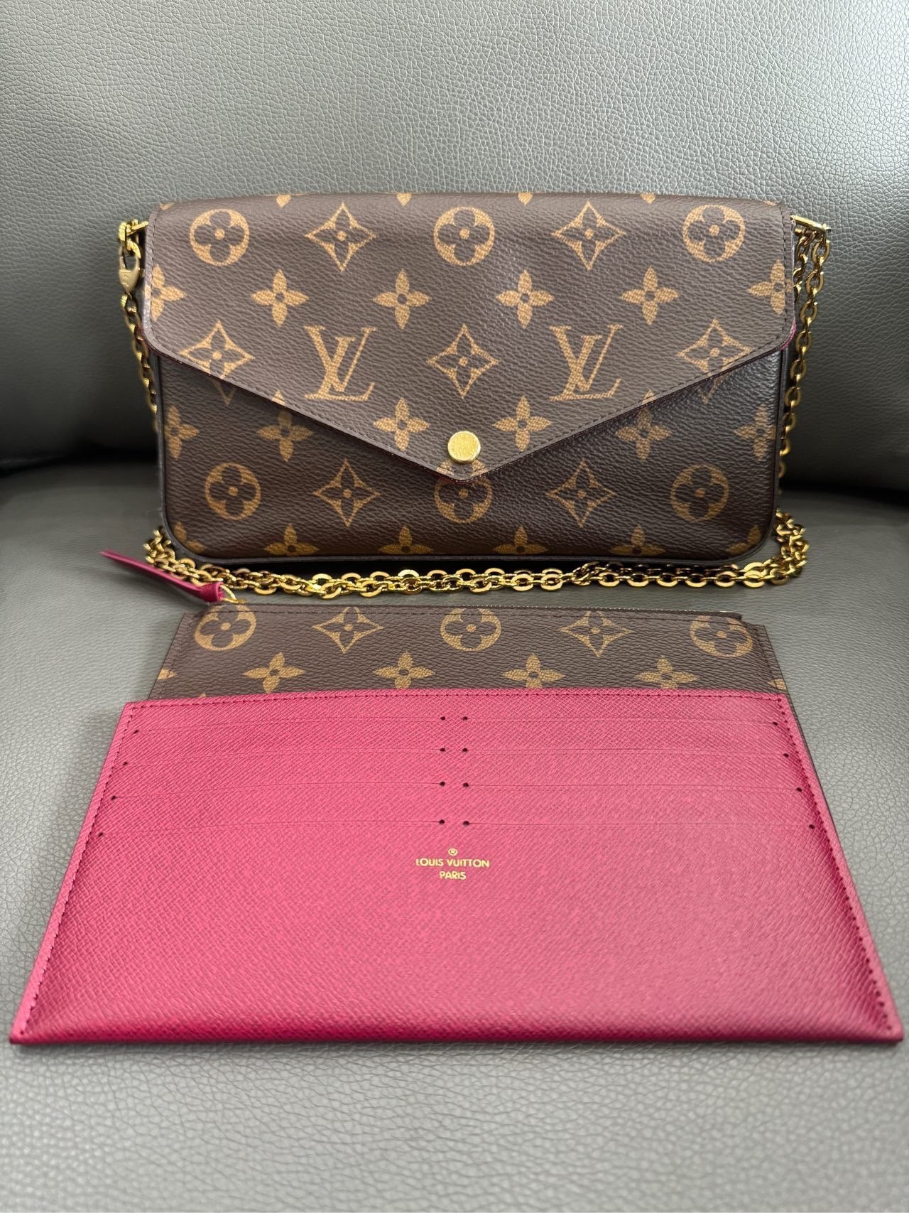 Louis Vuitton - Félicie Pochette - Monogram coated canvas with smooth leather trim and textile lining - Brown - (mini)
