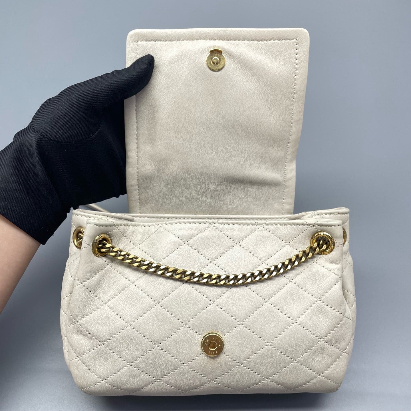 Saint Laurent - Nolita Mini Chain Bag - Quilted leather - White - (mini)