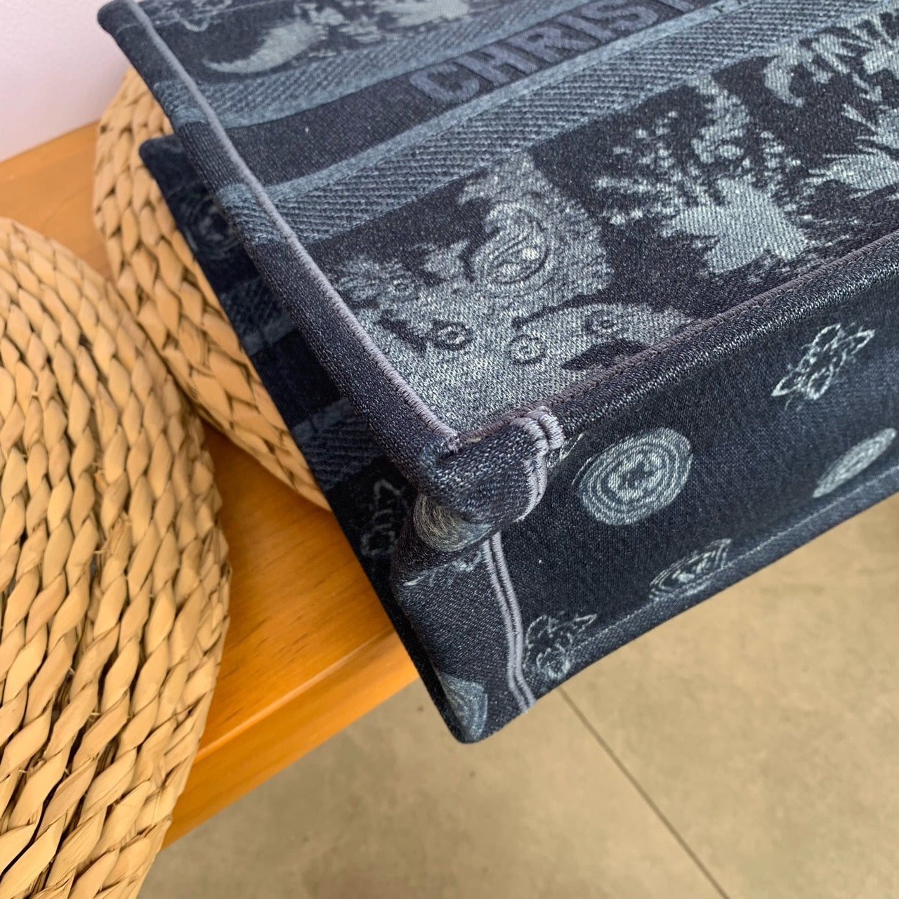 Dior - Book Tote - Denim with embroidery - Blue - (Medium)