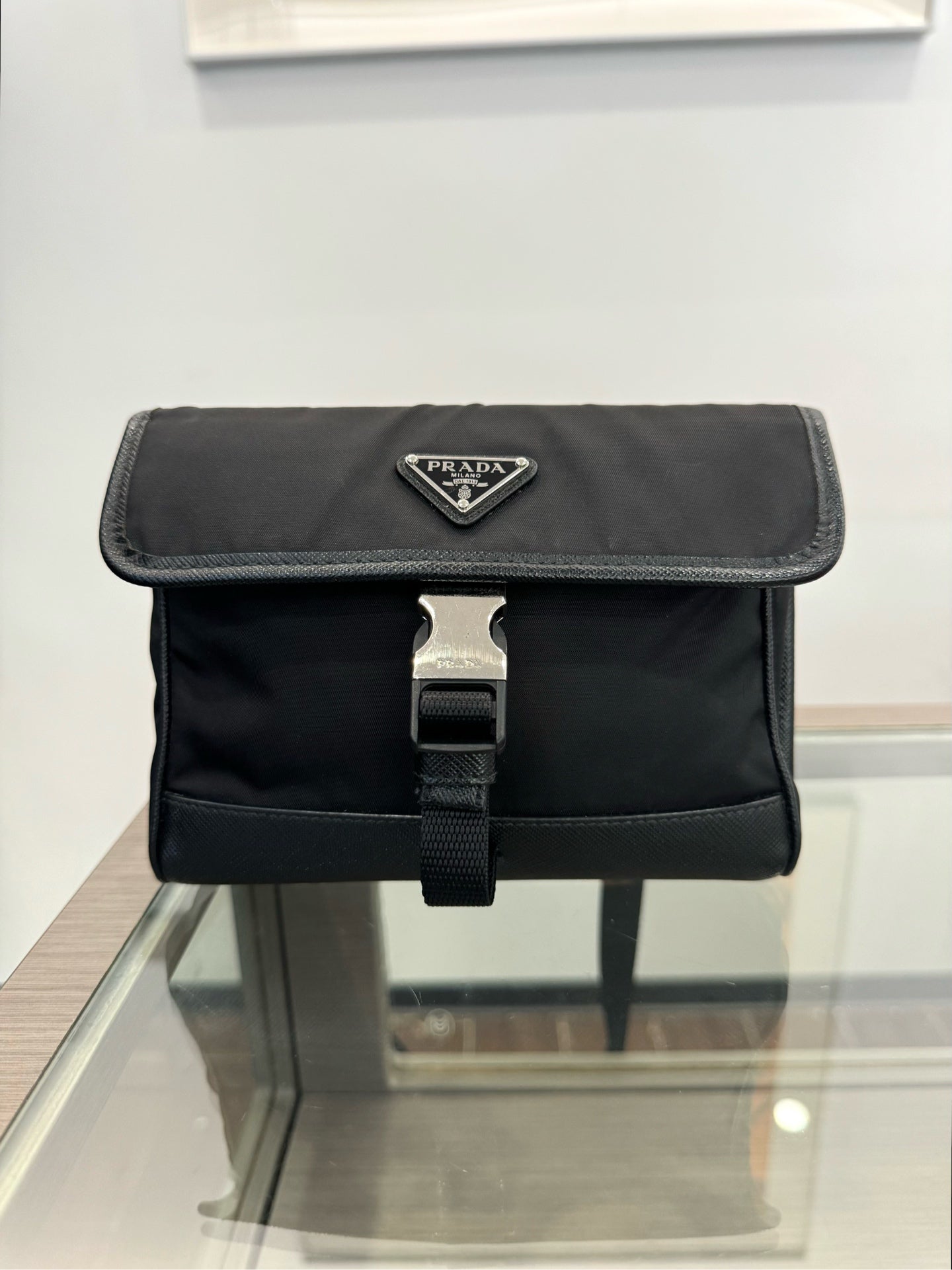 Prada - Re-Nylon and Saffiano Leather Messenger Bag - Re-Nylon with Saffiano leather trim - Black - (small)