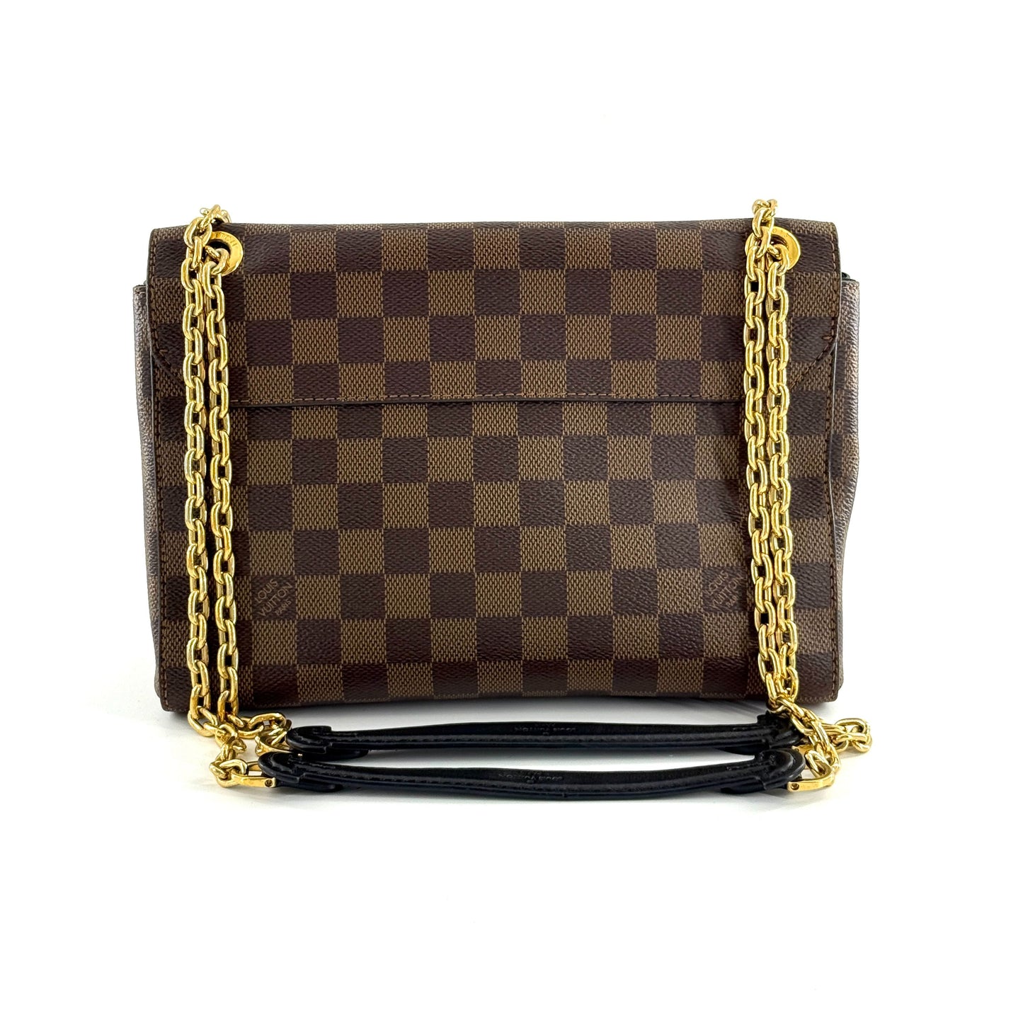 Louis Vuitton - Croisette Chain Bag - Damier Ebene coated canvas and grained leather - Black and Brown with Gold-Tone Hardware - (Small)
