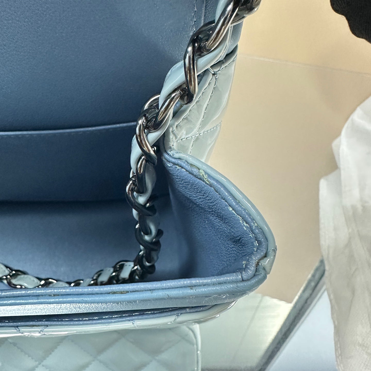 Chanel - Classic Flap Jumbo - Patent leather - Blue - (large)