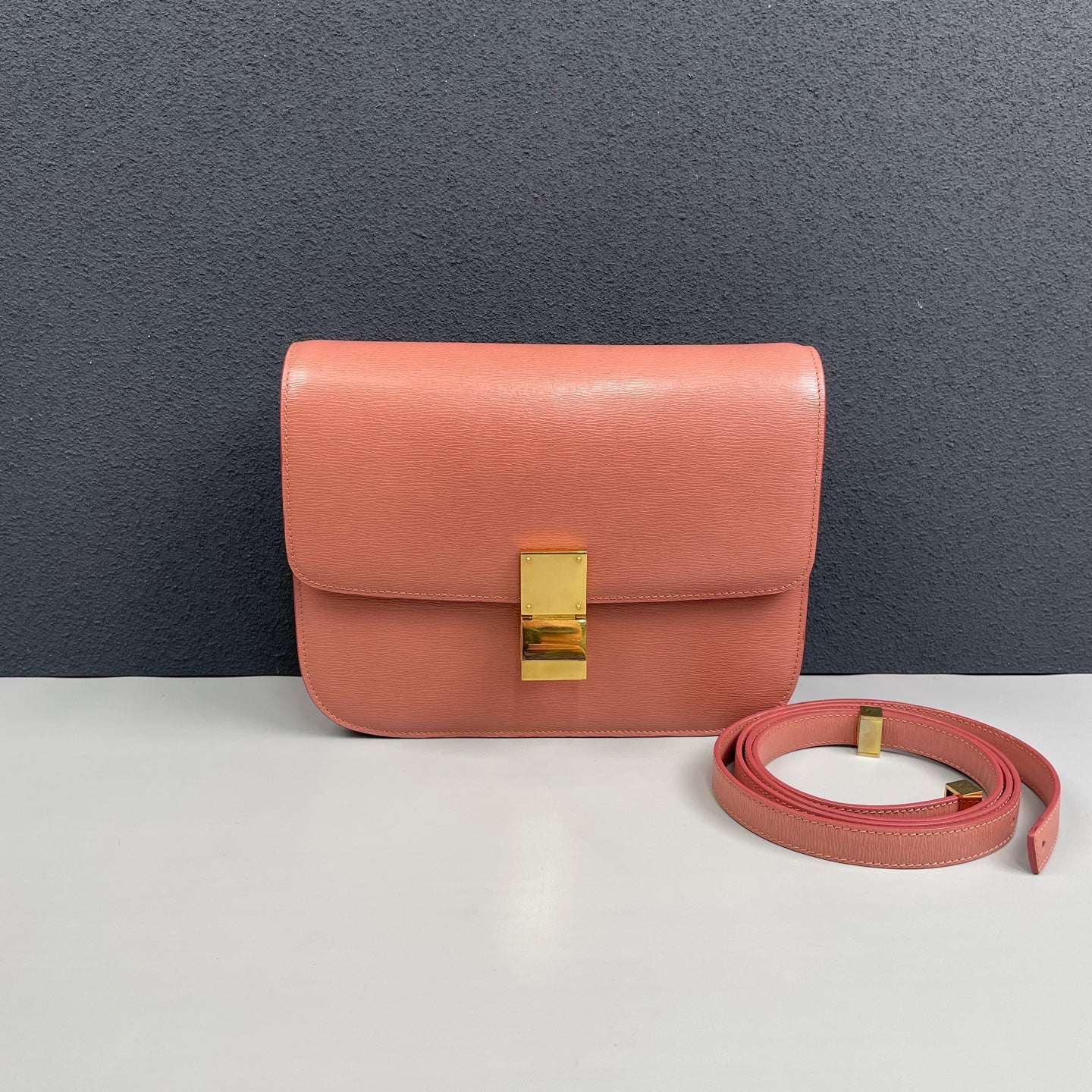 Celine - Medium Box Bag - Grained calfskin leather - Pink - (medium)