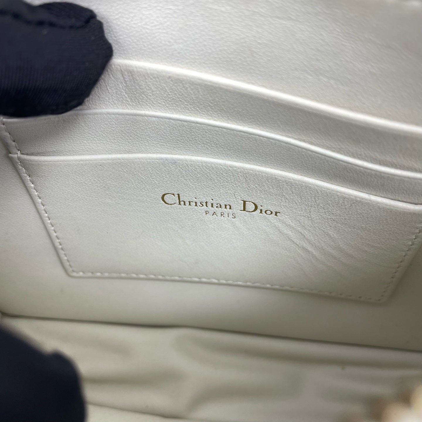 Dior - Caro Wallet on Chain - Calfskin leather - White - (mini)