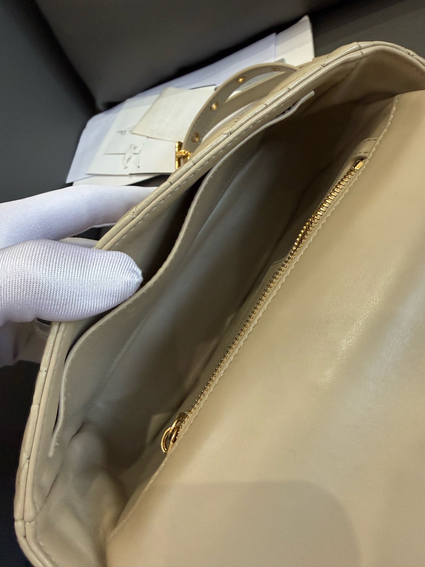 Dior - Caro Small - Calfskin leather - Beige - (small)