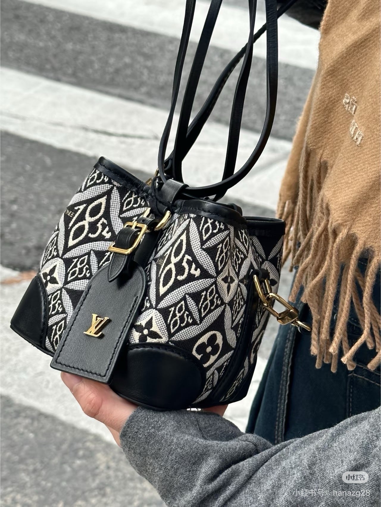 Louis Vuitton - Since 1854 Mini Bucket Bag - Jacquard canvas with leather trim - Black - (mini)