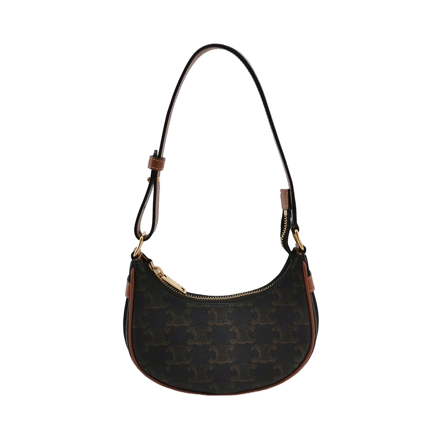 Celine - AVA Triomphe Canvas Handbag - Triomphe Canvas with calfskin leather trim - Brown - (Small)