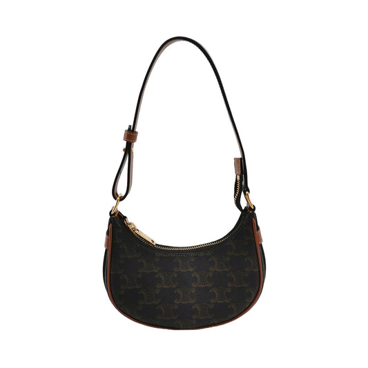 Celine - AVA Triomphe Canvas Handbag - Triomphe Canvas with calfskin leather trim - Brown - (Small)