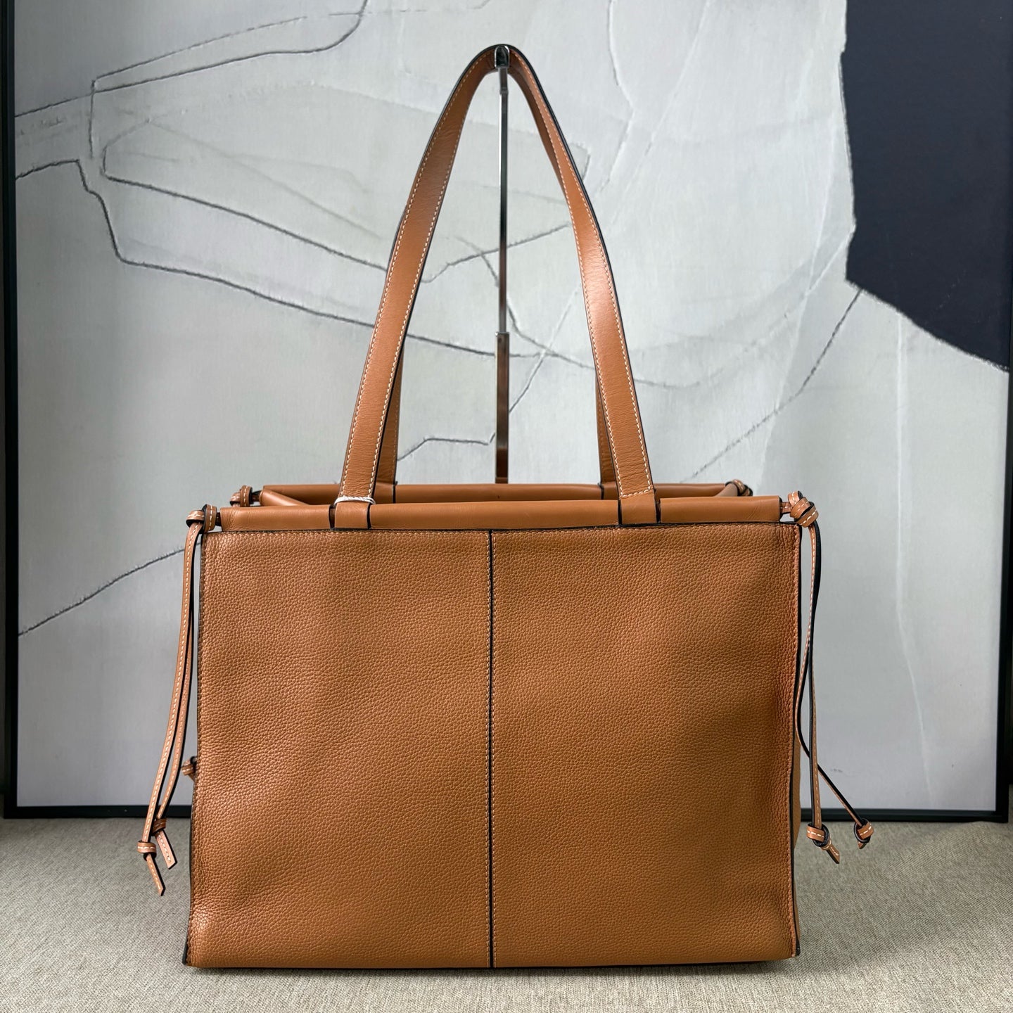 Loewe - Cushion Tote Bag - Grained calfskin leather - Caramel - (Large)