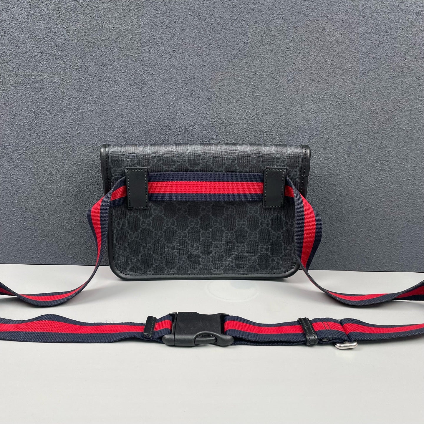 Gucci - GG Supreme Belt Bag - Coated canvas with leather trim - Black - (small)