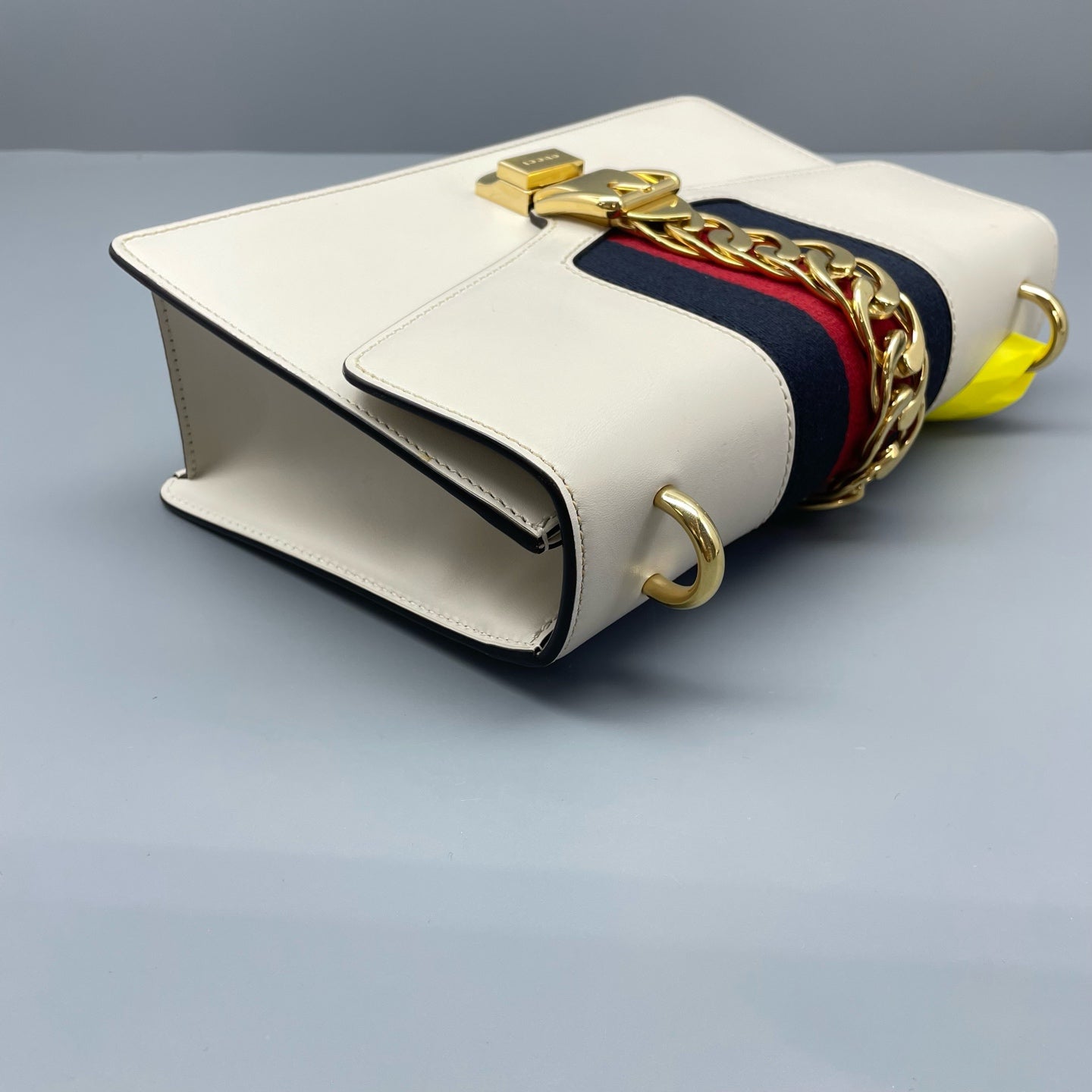 Gucci - Sylvie - Leather - White with Navy, Red, and Blue Web Stripe - (medium)