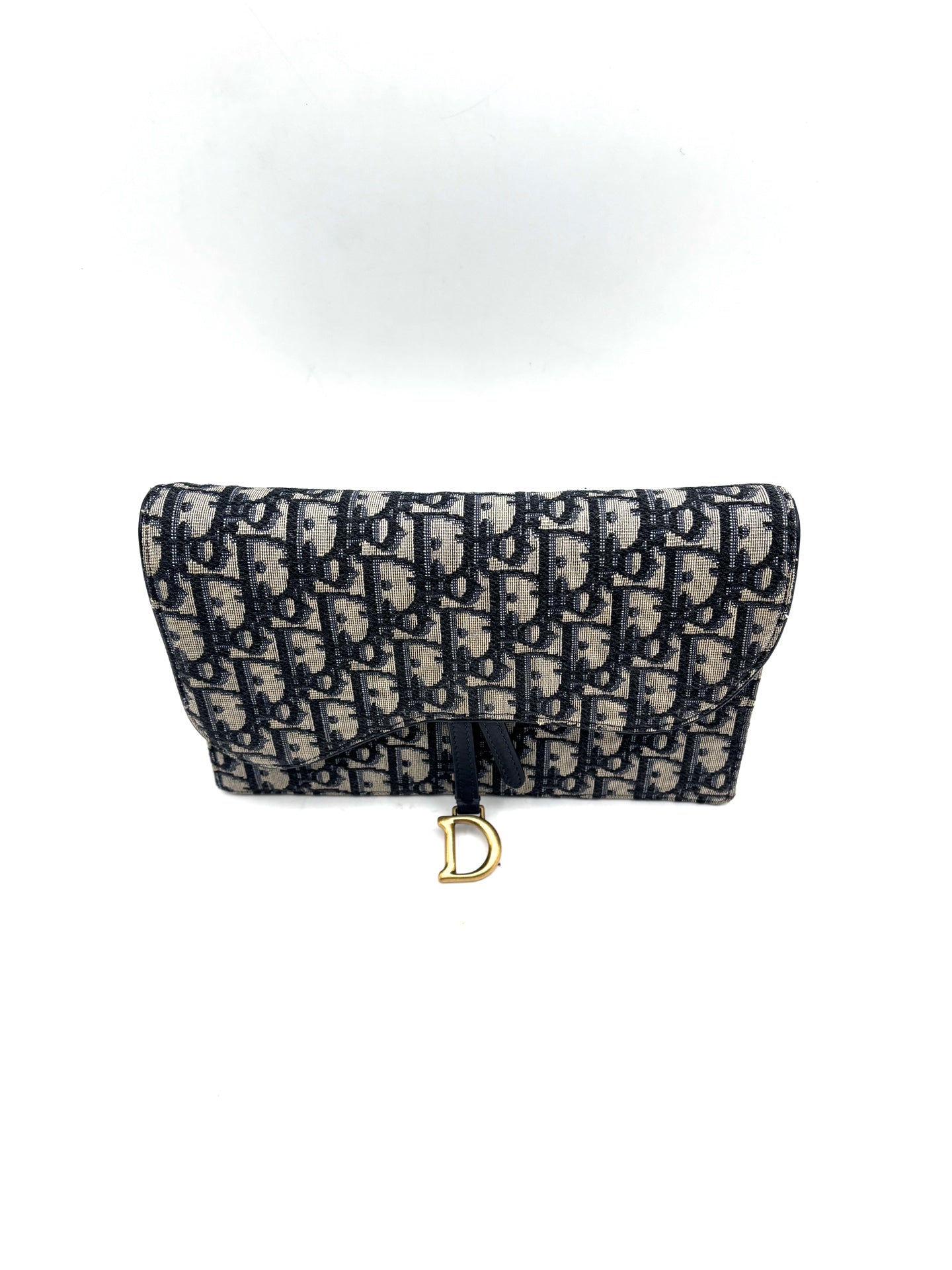 Dior - Saddle Oblique Wallet on Chain - Denim Oblique embroidered fabric - Blue - (mini)