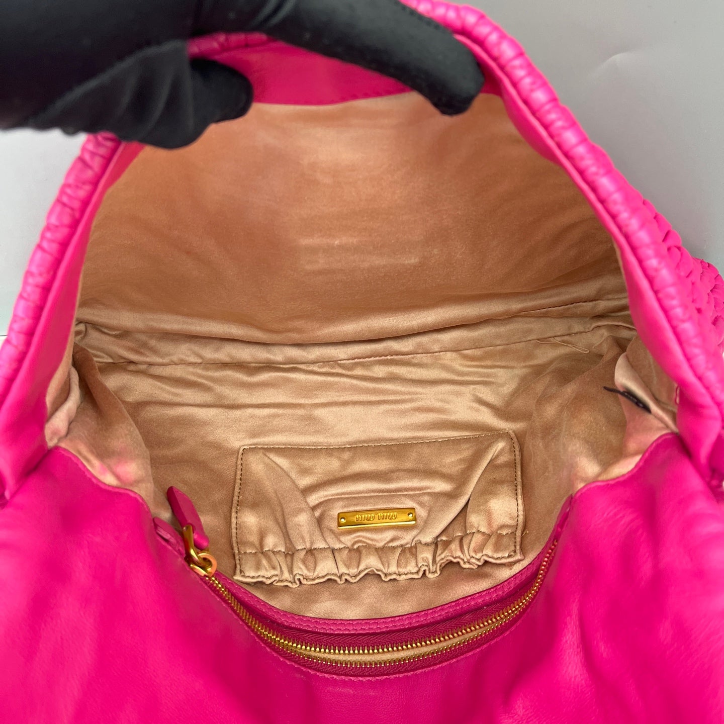Miu Miu - Matelassé Jeweled Chain Flap Bag - Leather - Pink - (Medium)