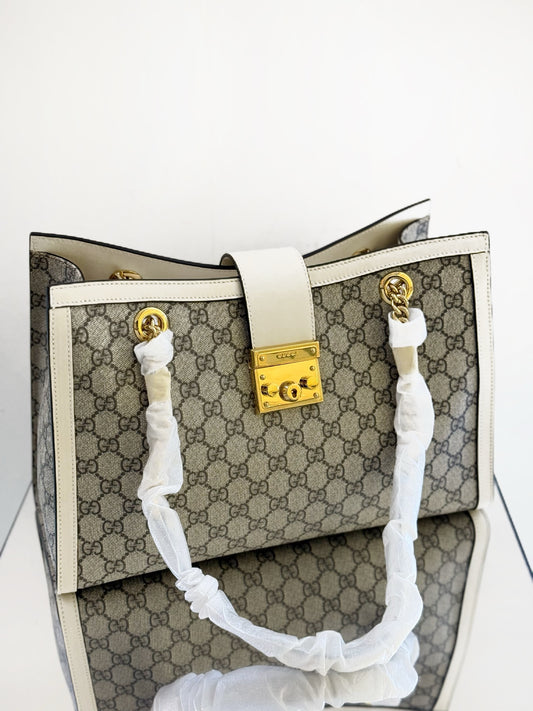 Gucci - Padlock - GG Supreme coated canvas with leather trim - Beige, Brown and White - (medium)
