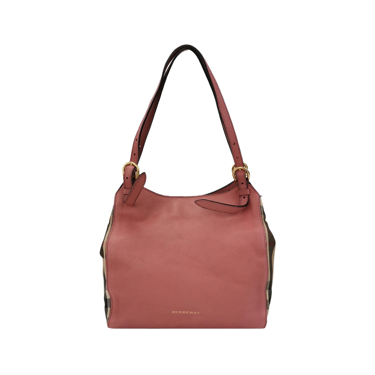 Burberry - House Check Leather Tote Bag - Leather and canvas - Pink - (medium)