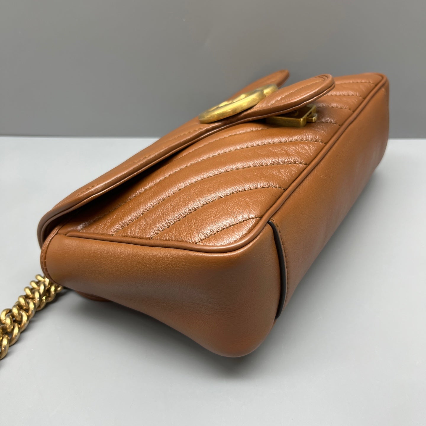 Gucci - GG Marmont Matelassé Shoulder Bag - Leather - Caramel with Gold-Tone Hardware - (medium)