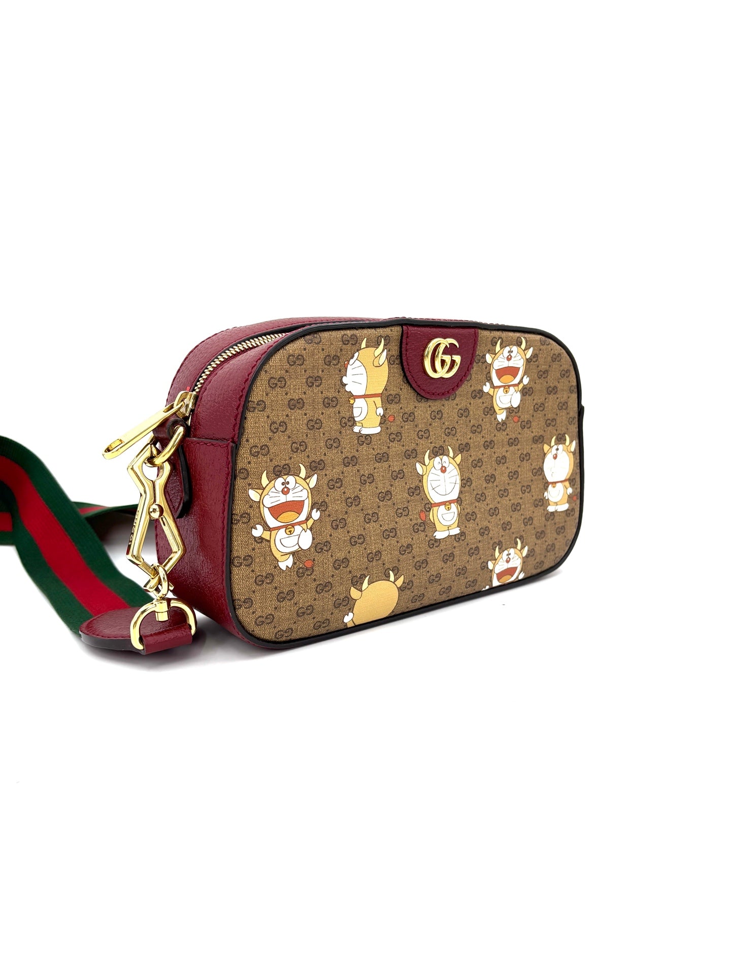 Gucci - Doraemon x GG Supreme Camera Bag - Coated canvas with leather trim - Brown - (Small)