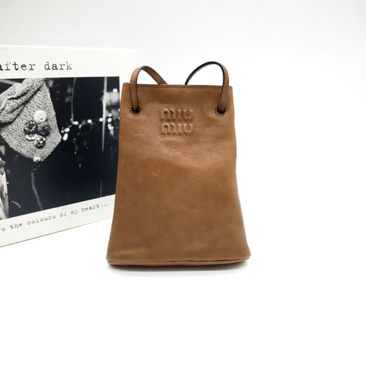 Miu Miu - Lambskin Bucket Bag - Lambskin leather - Brown - (mini)