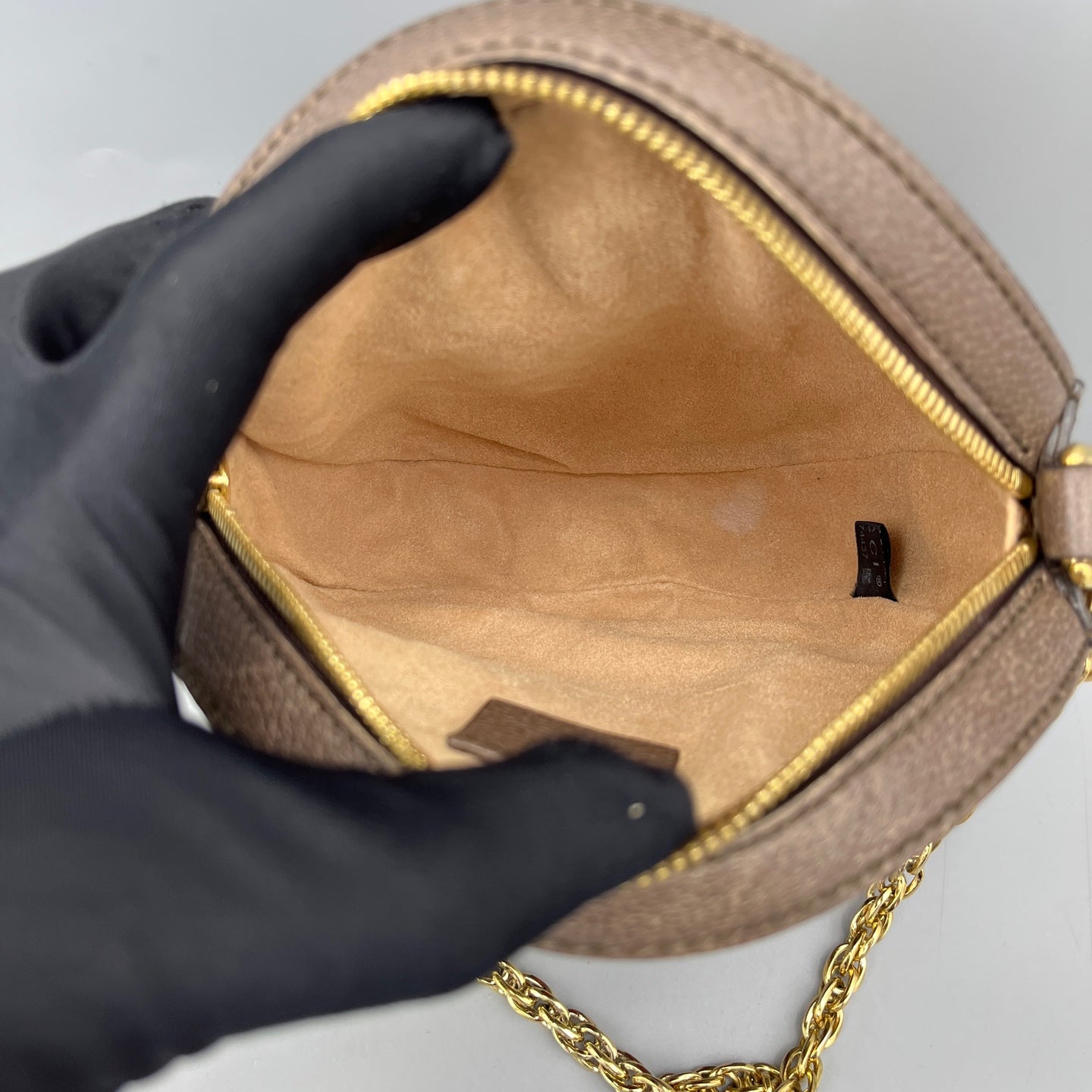 Gucci - Ophidia Round Shoulder Bag - GG Supreme canvas with leather trim - Beige and Brown with Red and Green accents - (mini)