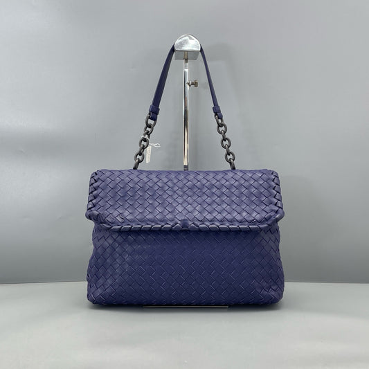 Bottega Veneta - Intrecciato Flap Shoulder Bag - Leather - Purple - (Medium)