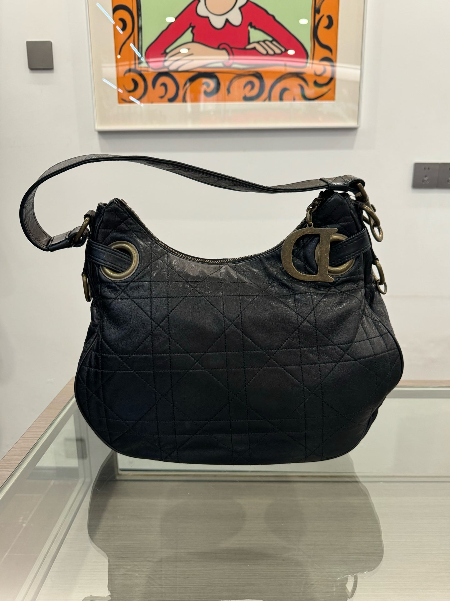 Dior - Quilted Saddle Shoulder Bag - Leather - Black - (medium)