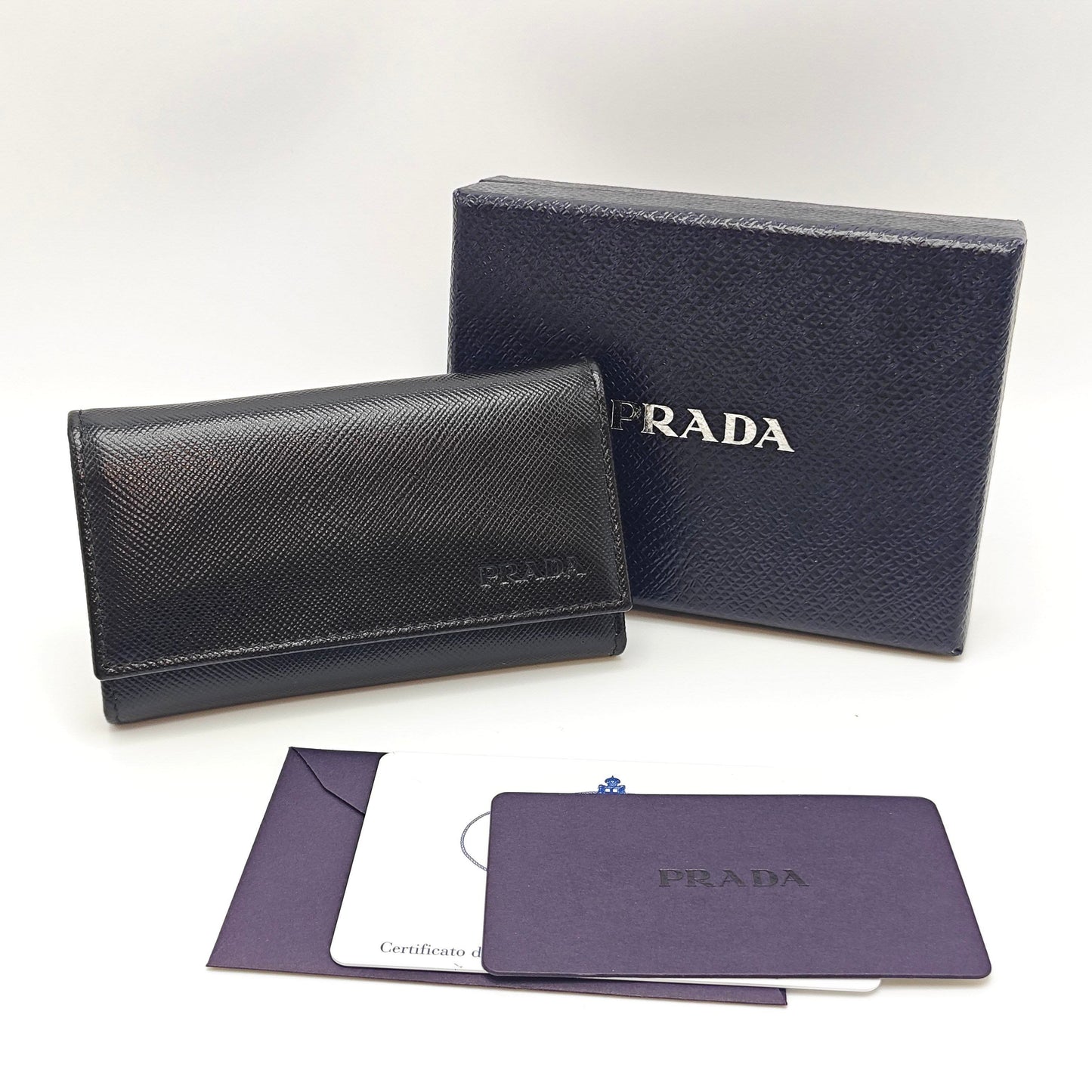 Prada - Saffiano 6-Hook Key Case - Saffiano leather - Black - (Small)