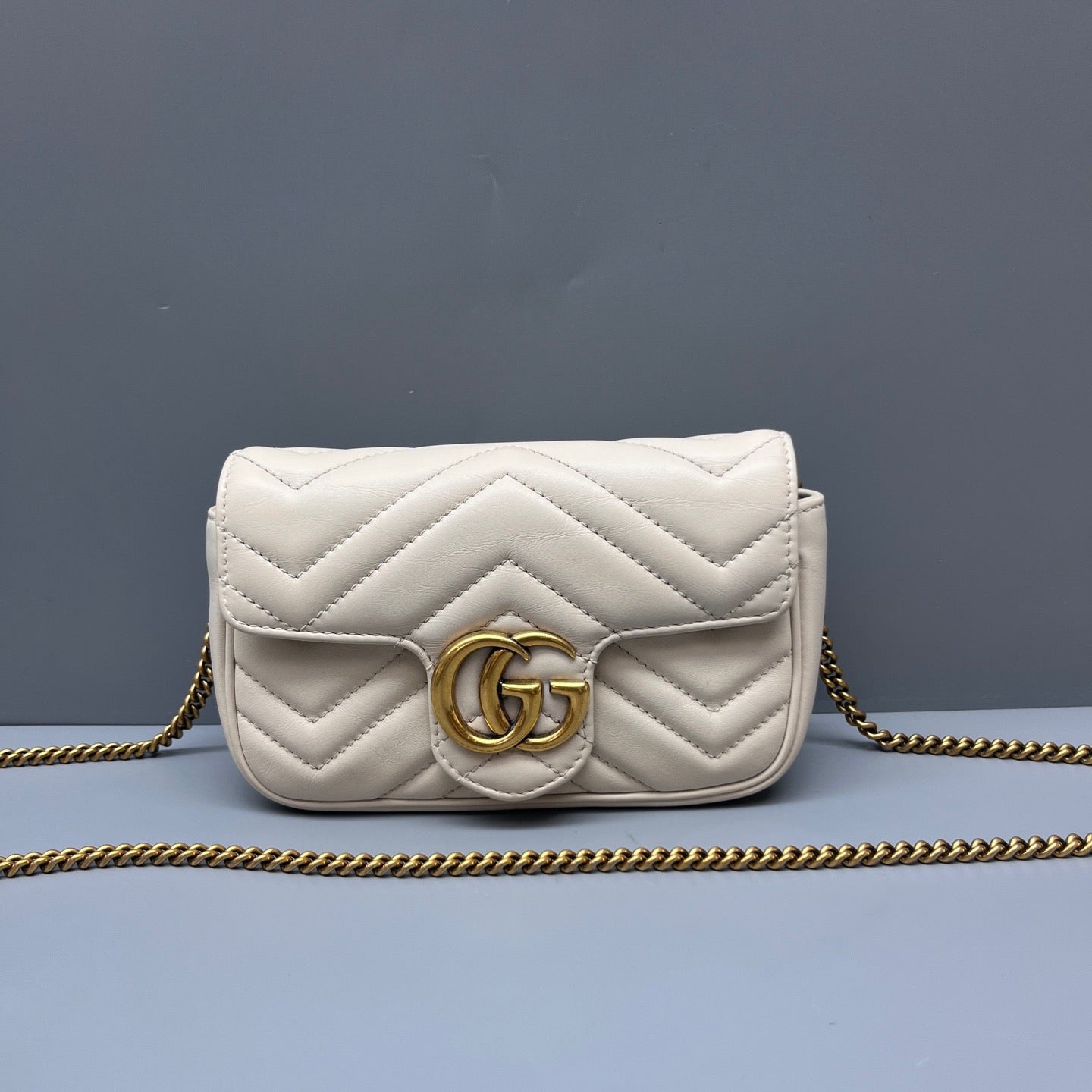 Gucci - GG Marmont Mini Chain Bag - Leather - White - (mini)