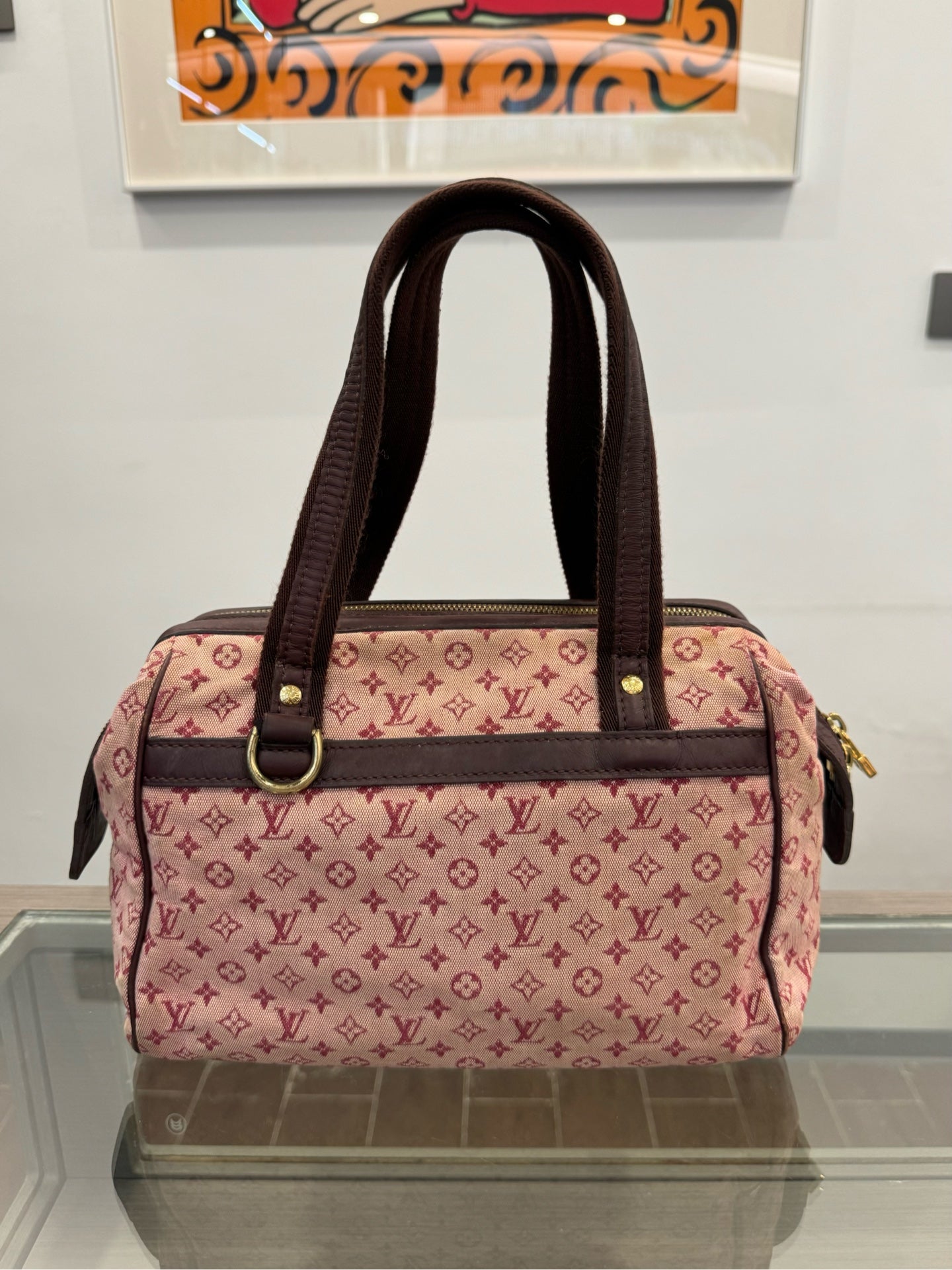 Louis Vuitton - Monogram Mini Lin Speedy Boston Bag - Denim - Jeans with leather trim - Pink - (Small)